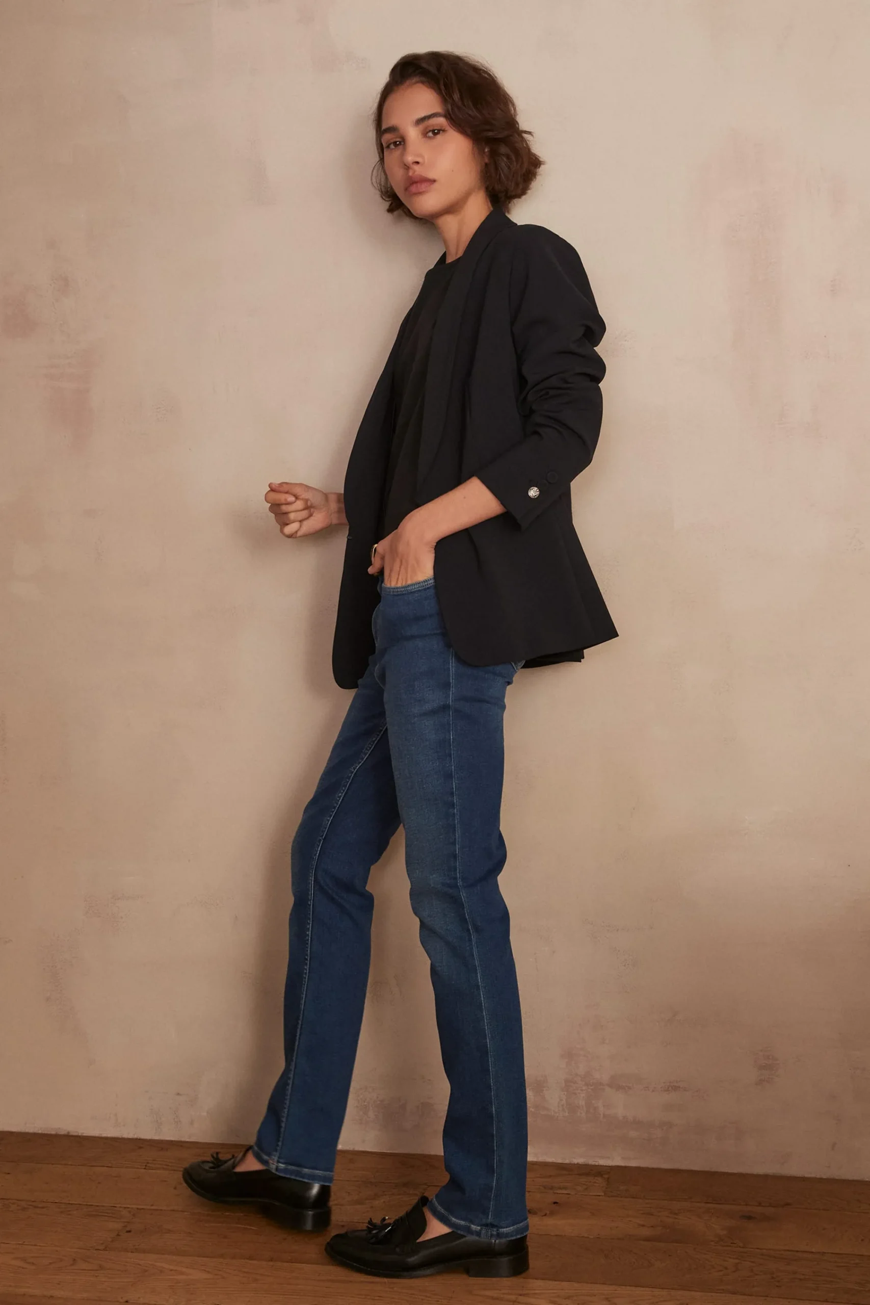Maison 123 Jeans We Care|Jeans Droits>Jean droit SONIA Produit labellisé We Care mettant en avant l'utilisation de matières plus responsables et la valorisation de la production locale INDIGO FONCE