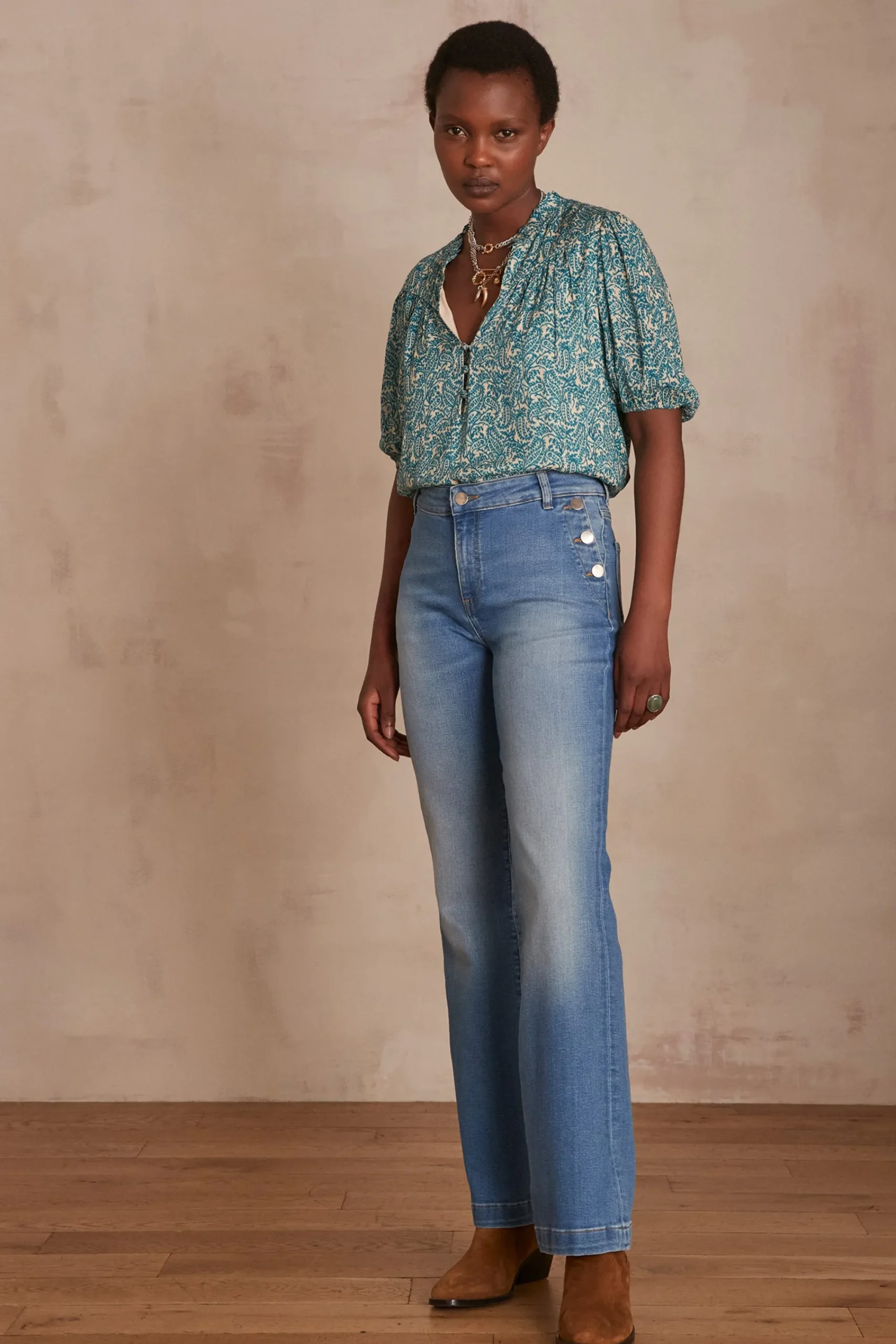Maison 123 Jeans We Care|Jeans Flare Et Bootcut>Jean flare NINON Produit labellisé We Care mettant en avant l'utilisation de matières plus responsables et la valorisation de la production locale DELAVE CLAIR