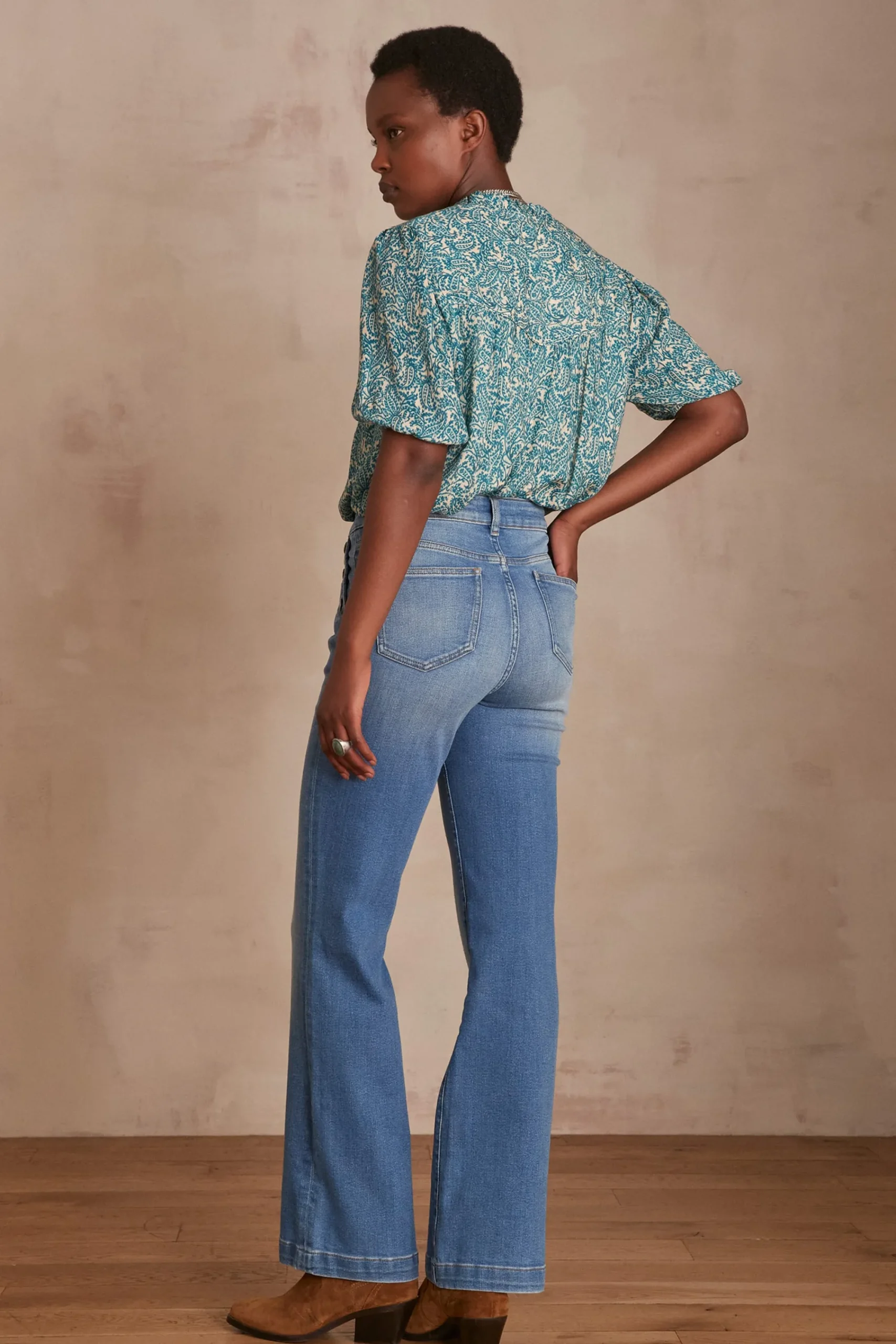 Maison 123 Jeans We Care|Jeans Flare Et Bootcut>Jean flare NINON Produit labellisé We Care mettant en avant l'utilisation de matières plus responsables et la valorisation de la production locale DELAVE CLAIR