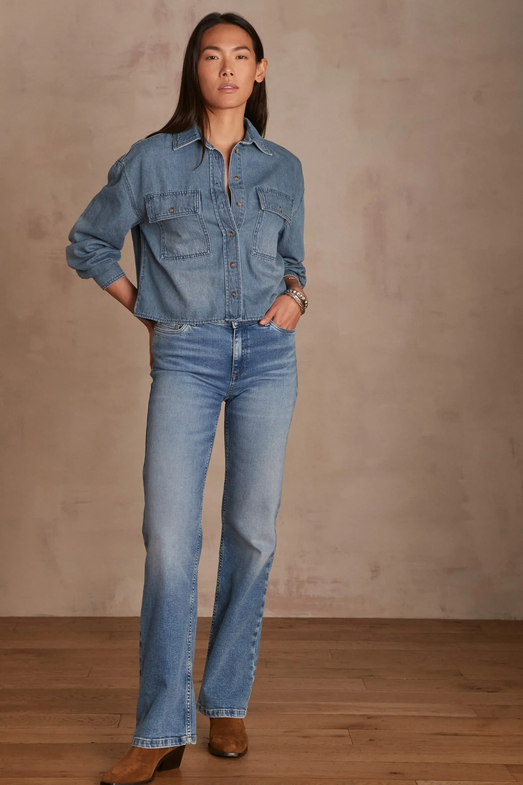 Maison 123 Jeans We Care|Jeans Flare Et Bootcut>Jean flare PAMELA Produit labellisé We Care mettant en avant l'utilisation de matières plus responsables et la valorisation de la production locale DELAVE CLAIR