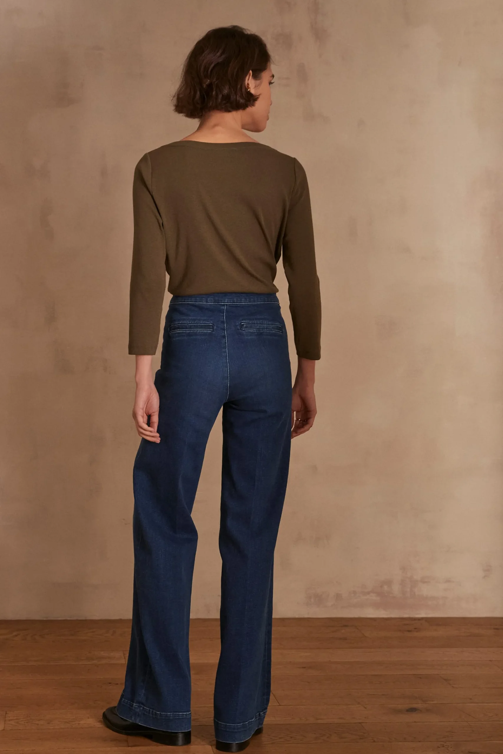 Maison 123 Jeans We Care|Jeans Taille Haute>Jean large OXAN Produit labellisé We Care mettant en avant l'utilisation de matières plus responsables et la valorisation de la production locale INDIGO
