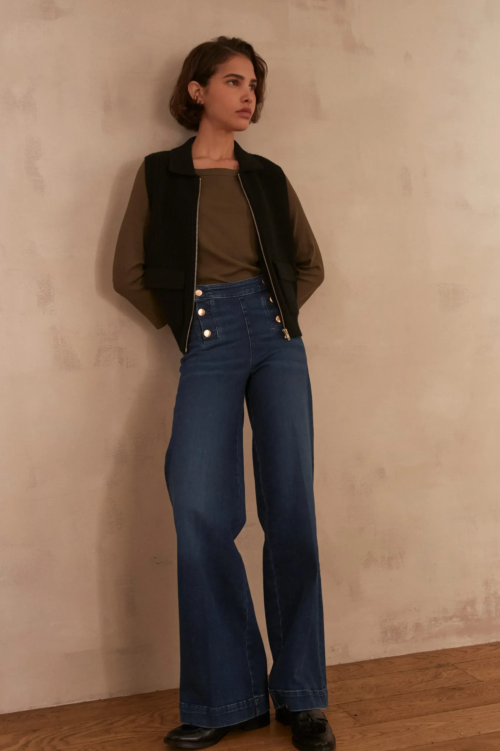 Maison 123 Jeans We Care|Jeans Taille Haute>Jean large OXAN Produit labellisé We Care mettant en avant l'utilisation de matières plus responsables et la valorisation de la production locale INDIGO