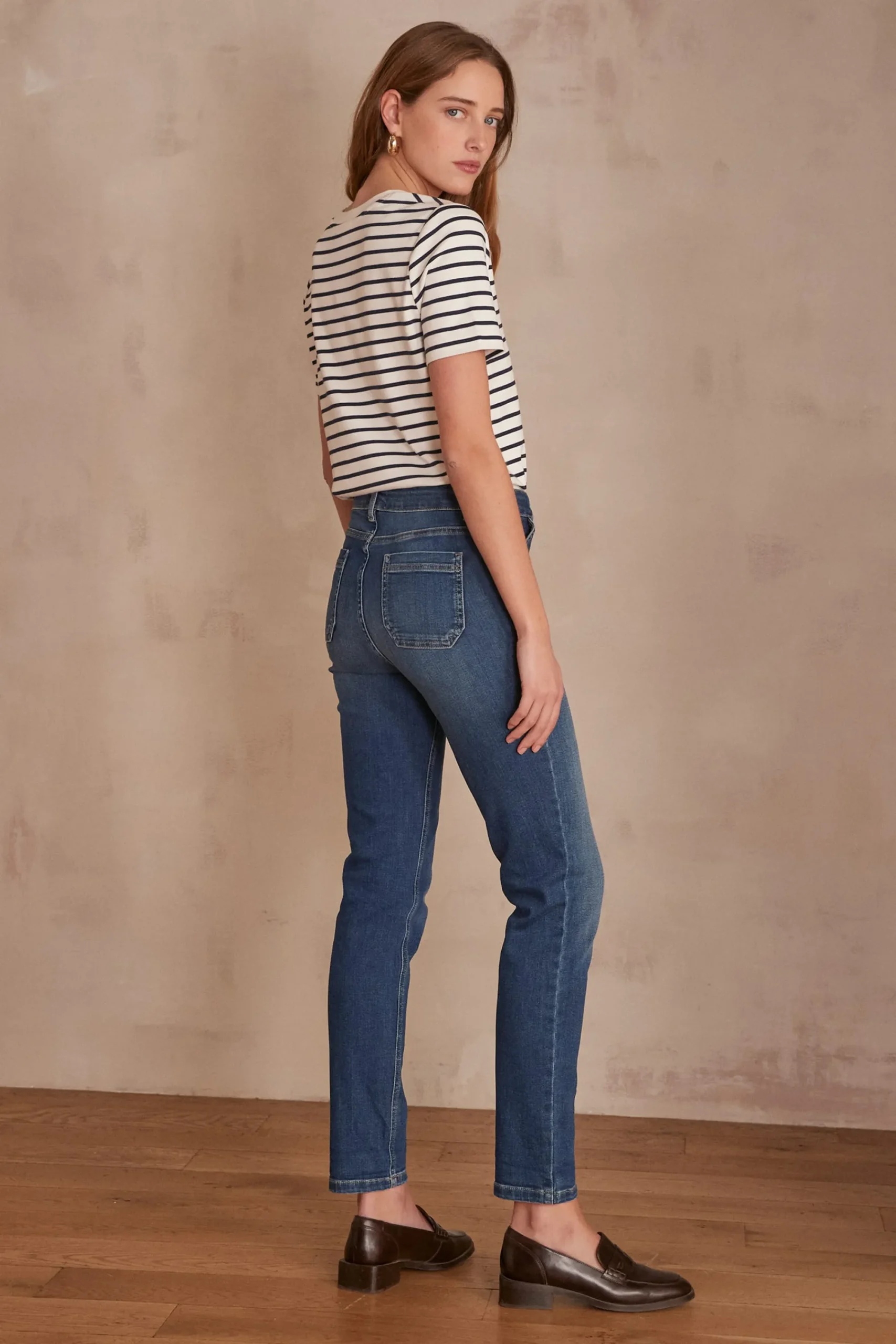 Maison 123 Jeans We Care>Jean NALLA Produit labellisé We Care mettant en avant l'utilisation de matières plus responsables et la valorisation de la production locale INDIGO FONCE
