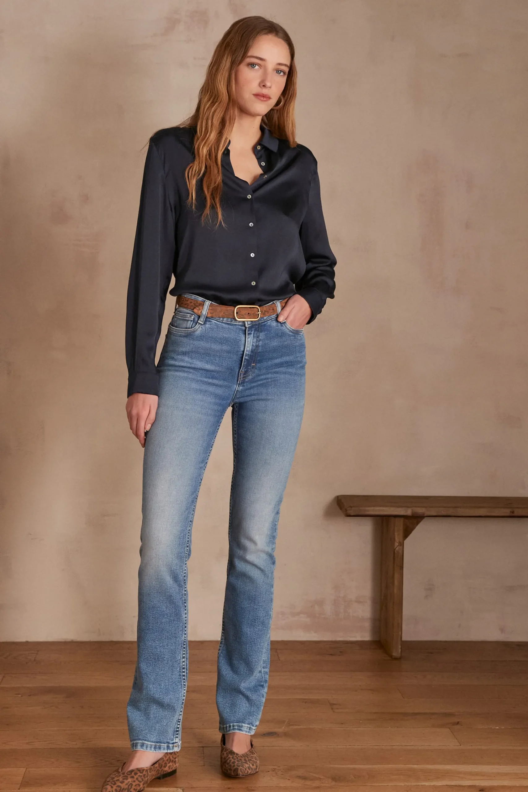 Maison 123 Jeans We Care|Jeans Droits>Jean SONIA Produit labellisé We Care mettant en avant l'utilisation de matières plus responsables et la valorisation de la production locale DELAVE CLAIR