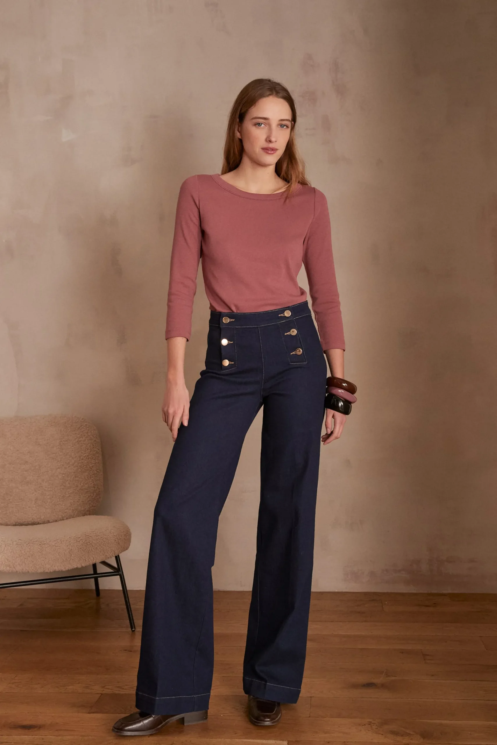 Maison 123 Jeans We Care|Jeans Taille Haute>Jean wideleg OXAN ENCRE