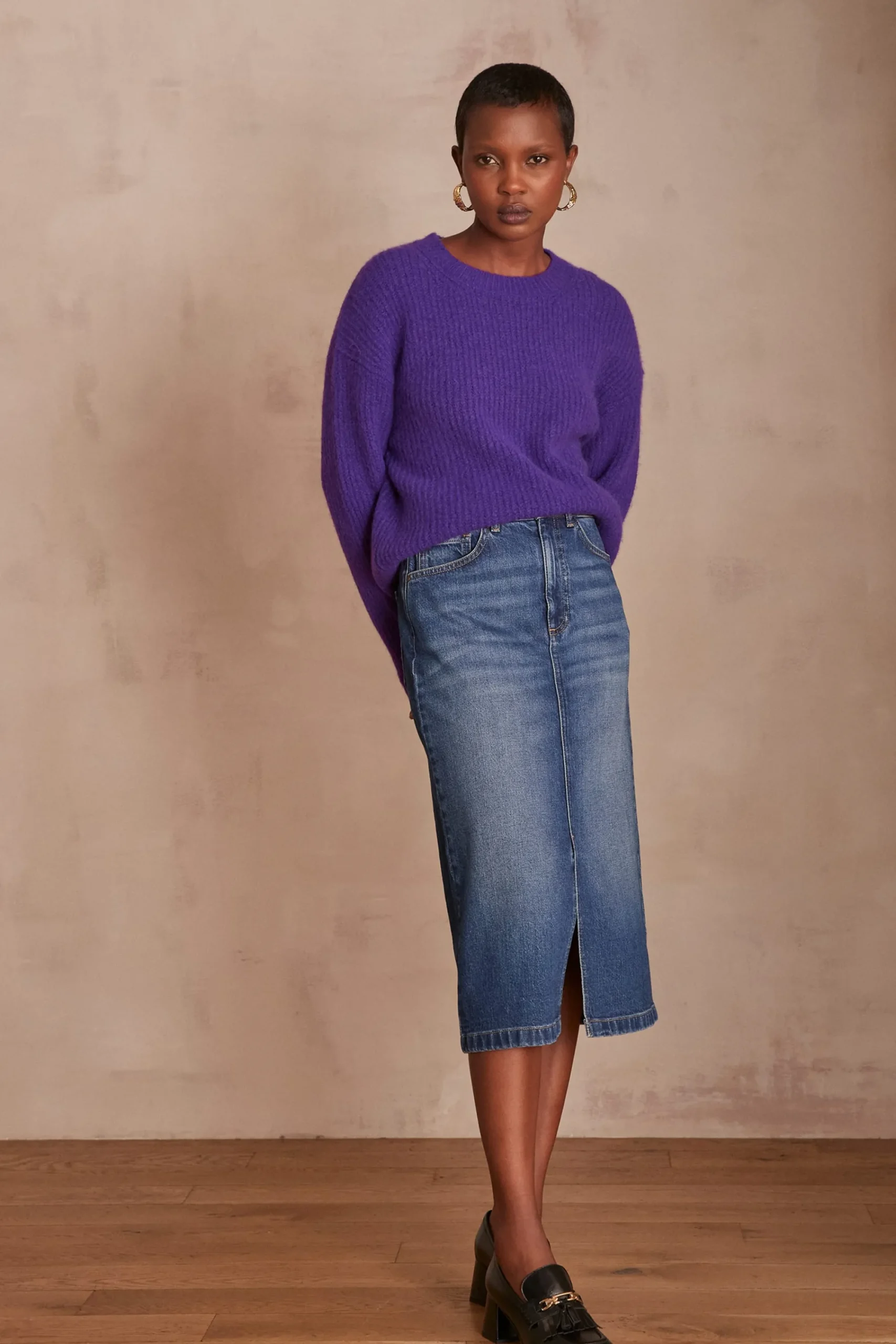 Maison 123 Jupes Longues Et Midi|Jupes En Jean>Jupe denim BIRDY INDIGO FONCE
