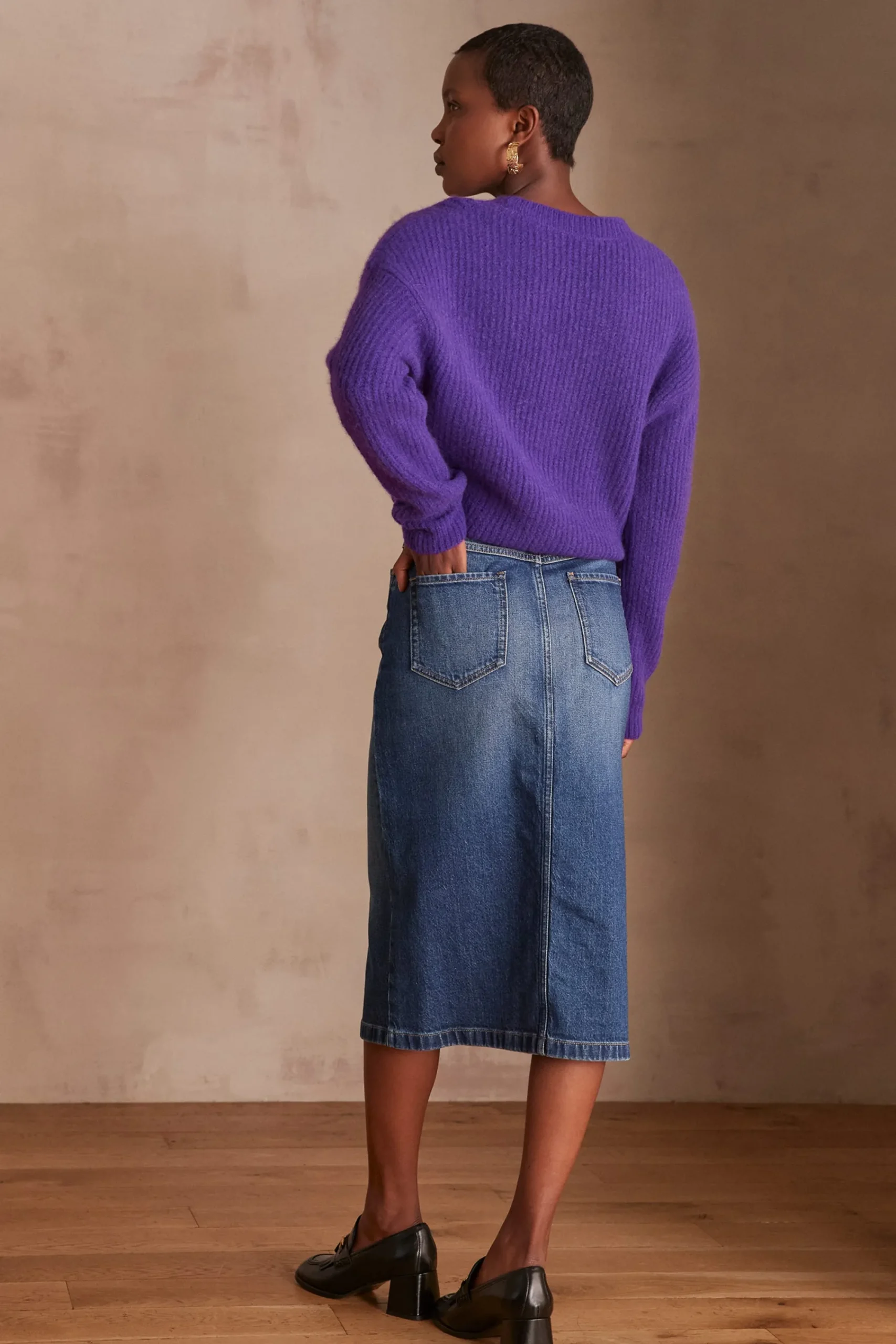 Maison 123 Jupes Longues Et Midi|Jupes En Jean>Jupe denim BIRDY INDIGO FONCE
