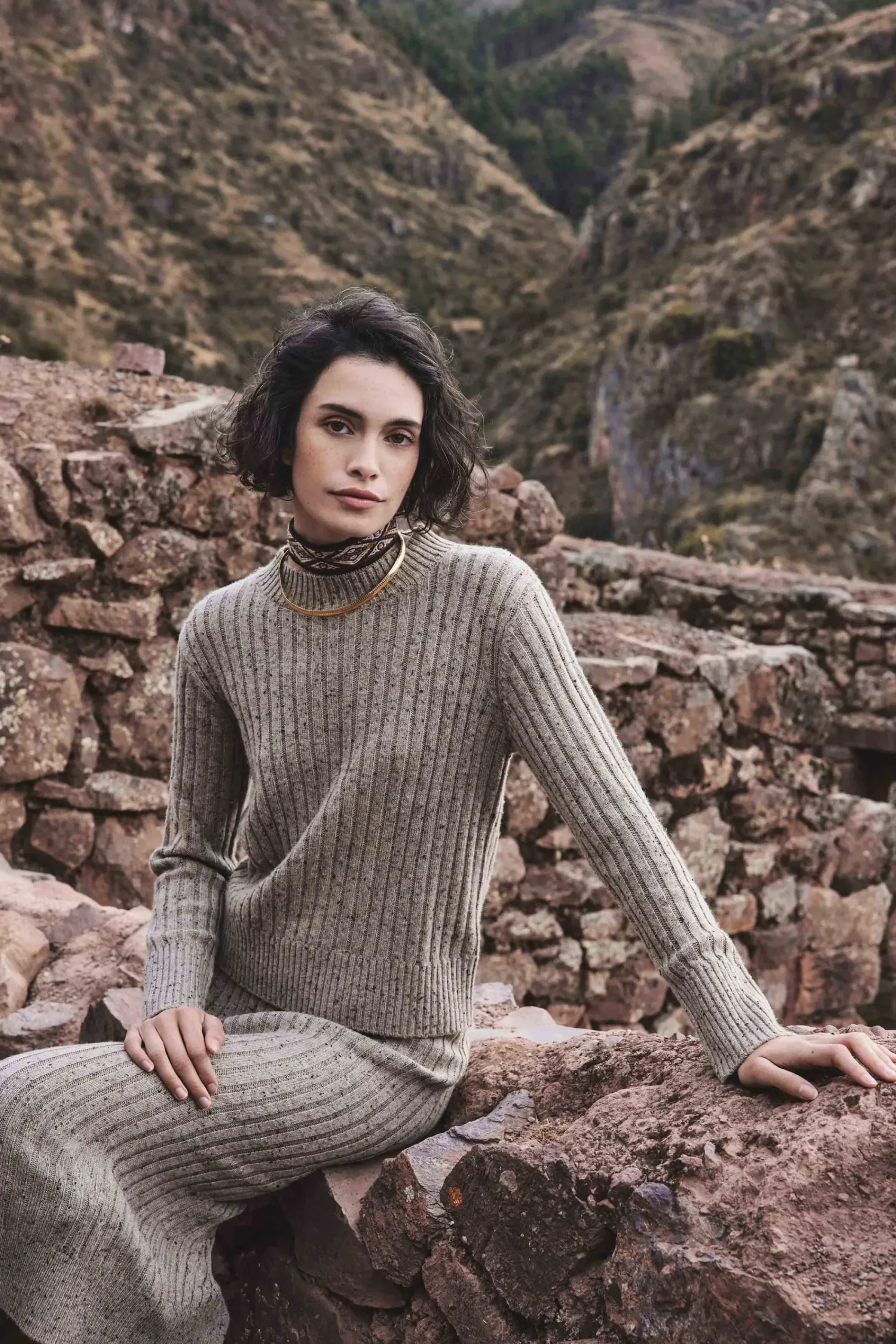 Maison 123 Jupes Longues Et Midi|Jupes En Maille>Jupe EMMA TAUPE FONCE