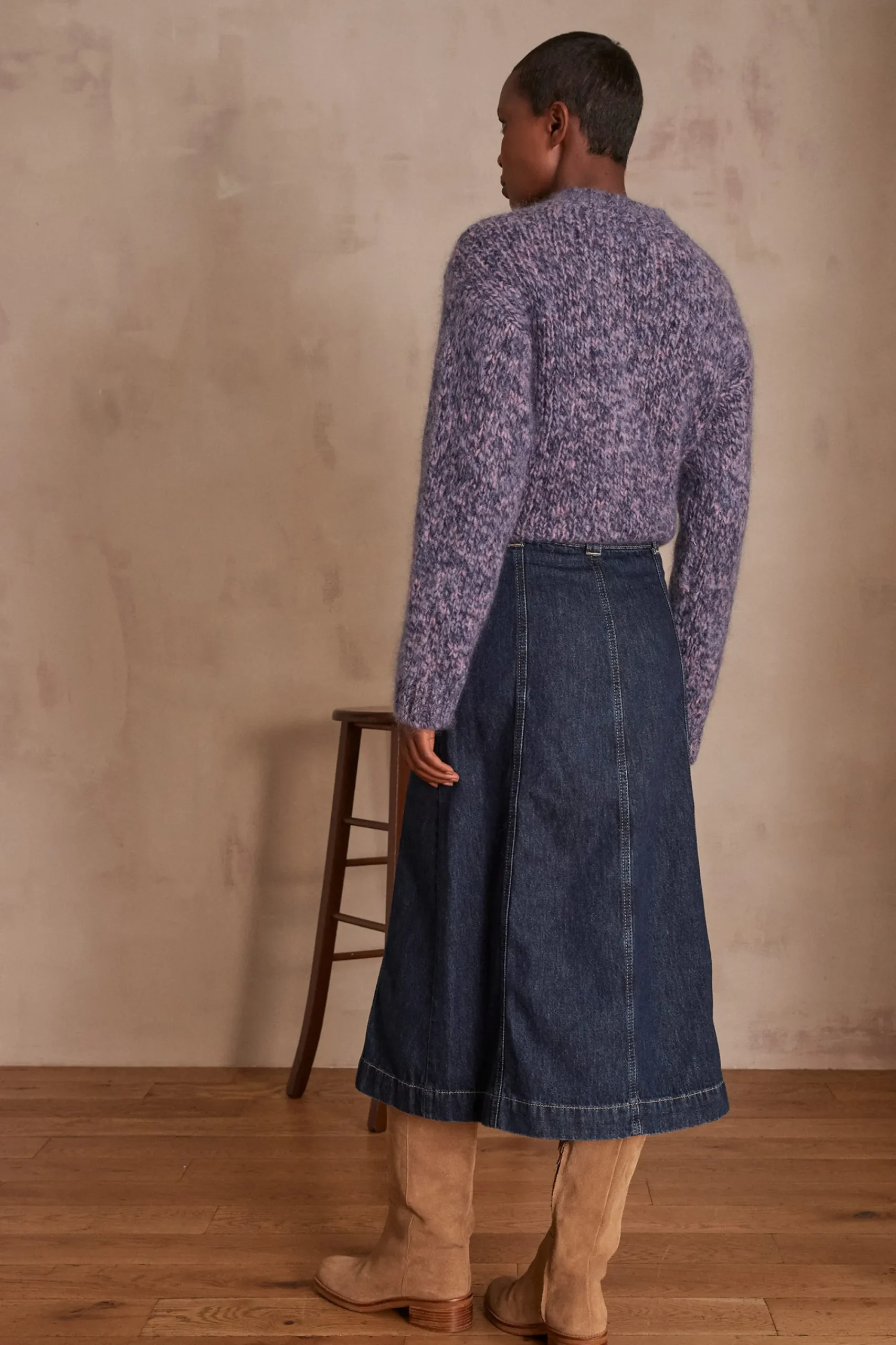 Maison 123 Jupes Longues Et Midi|Jupes En Jean>Jupe en jean ELISABETH INDIGO FONCE