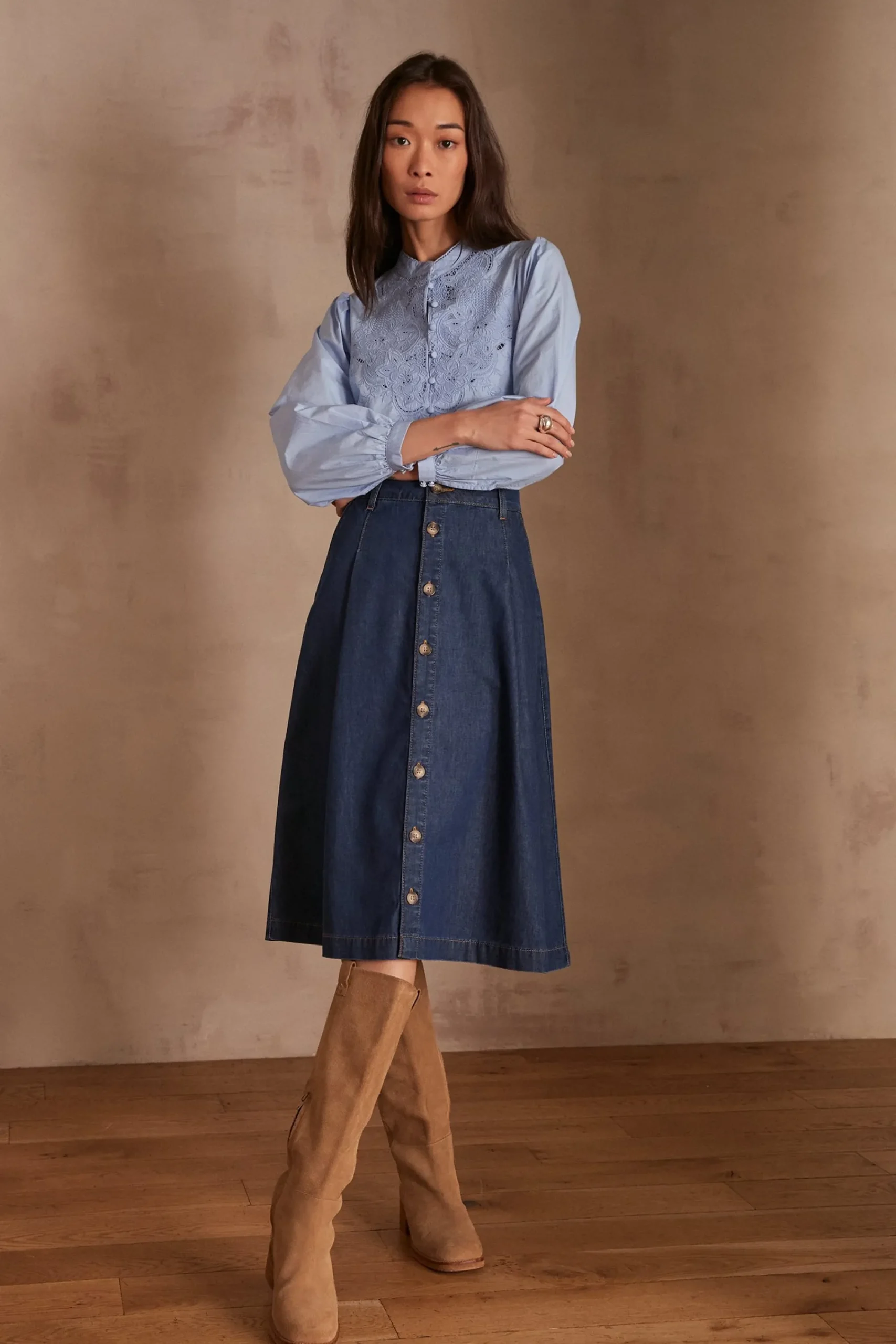 Maison 123 Jupes Longues Et Midi|Jupes En Jean>Jupe JUSTINE INDIGO FONCE