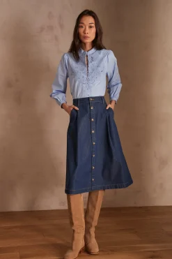 Maison 123 Jupes Longues Et Midi|Jupes En Jean>Jupe JUSTINE INDIGO FONCE