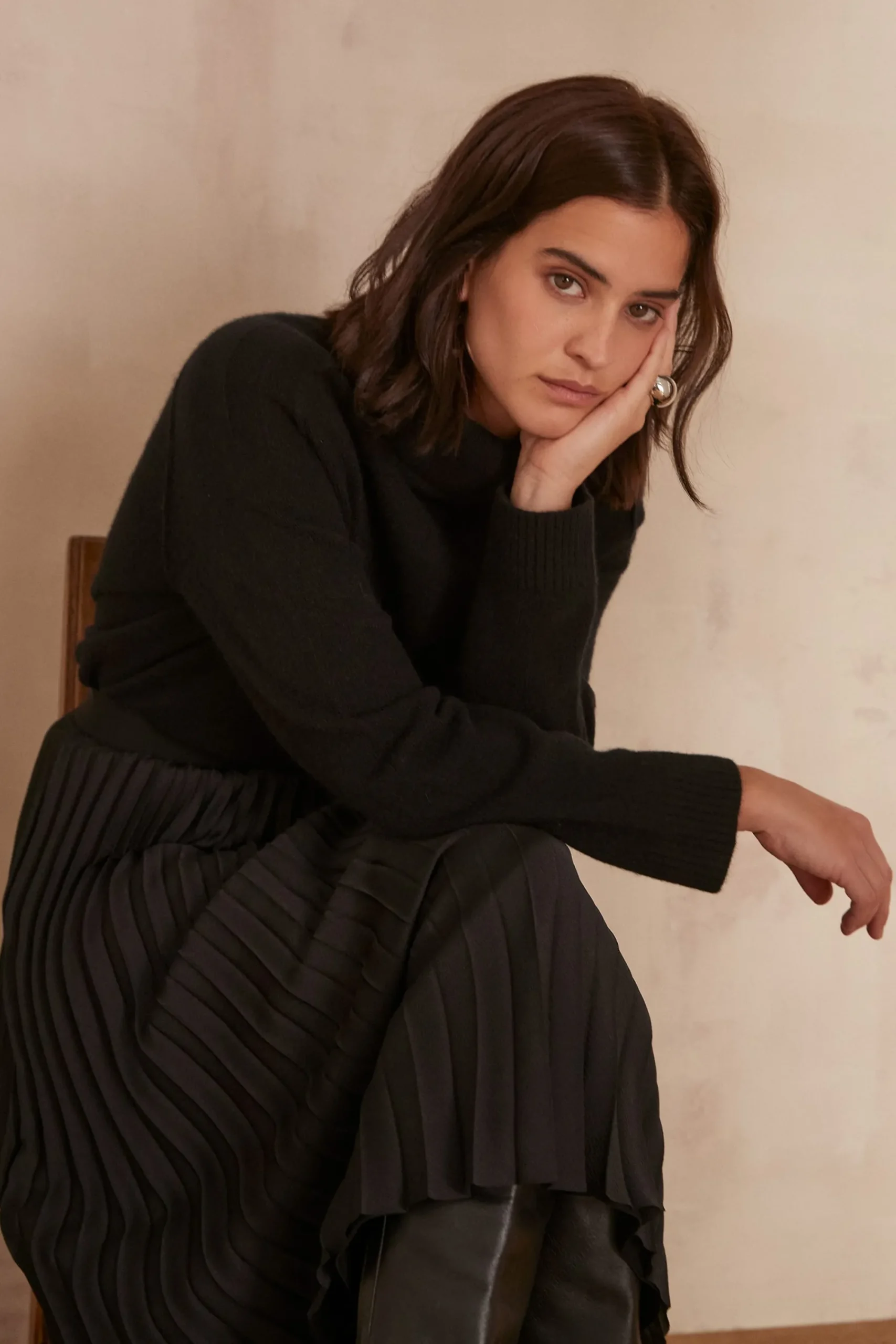 Maison 123 Jupes Longues Et Midi|Jupes Noires>Jupe plissée ESTHER NOIR