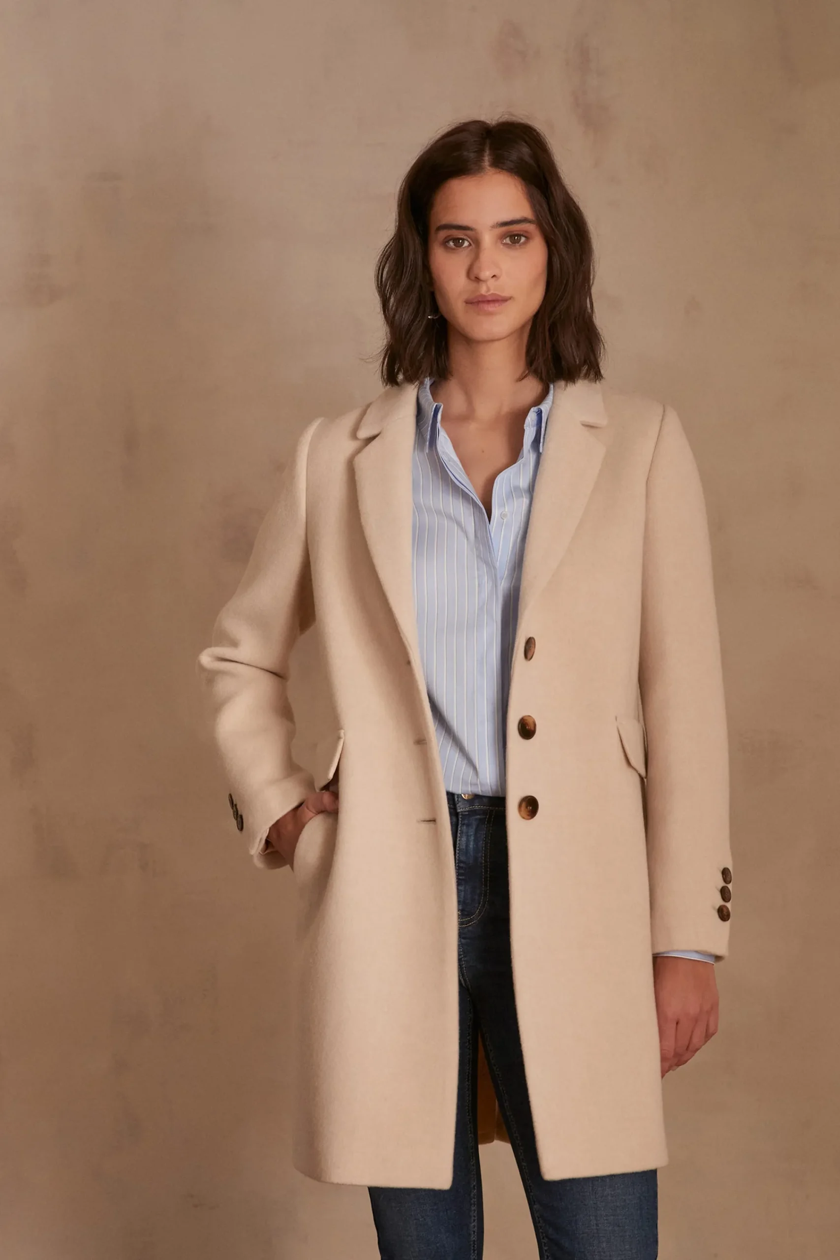 Maison 123 Manteaux Longs|Manteaux En Laine>Manteau en laine ANABELLE BIS NATUREL