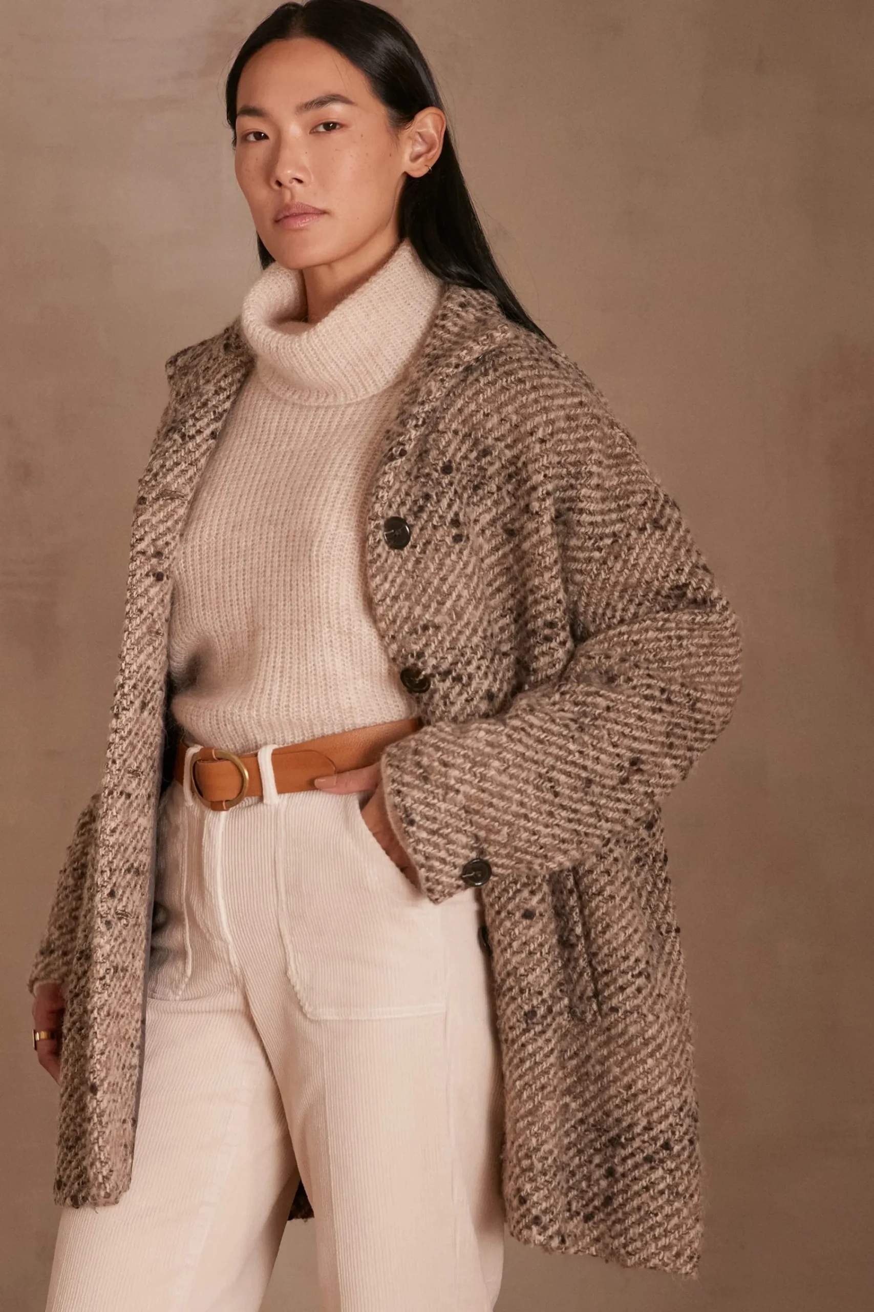 Maison 123 Manteaux Longs|Manteaux En Laine>Manteau ARMANCE TAUPE CLAIR