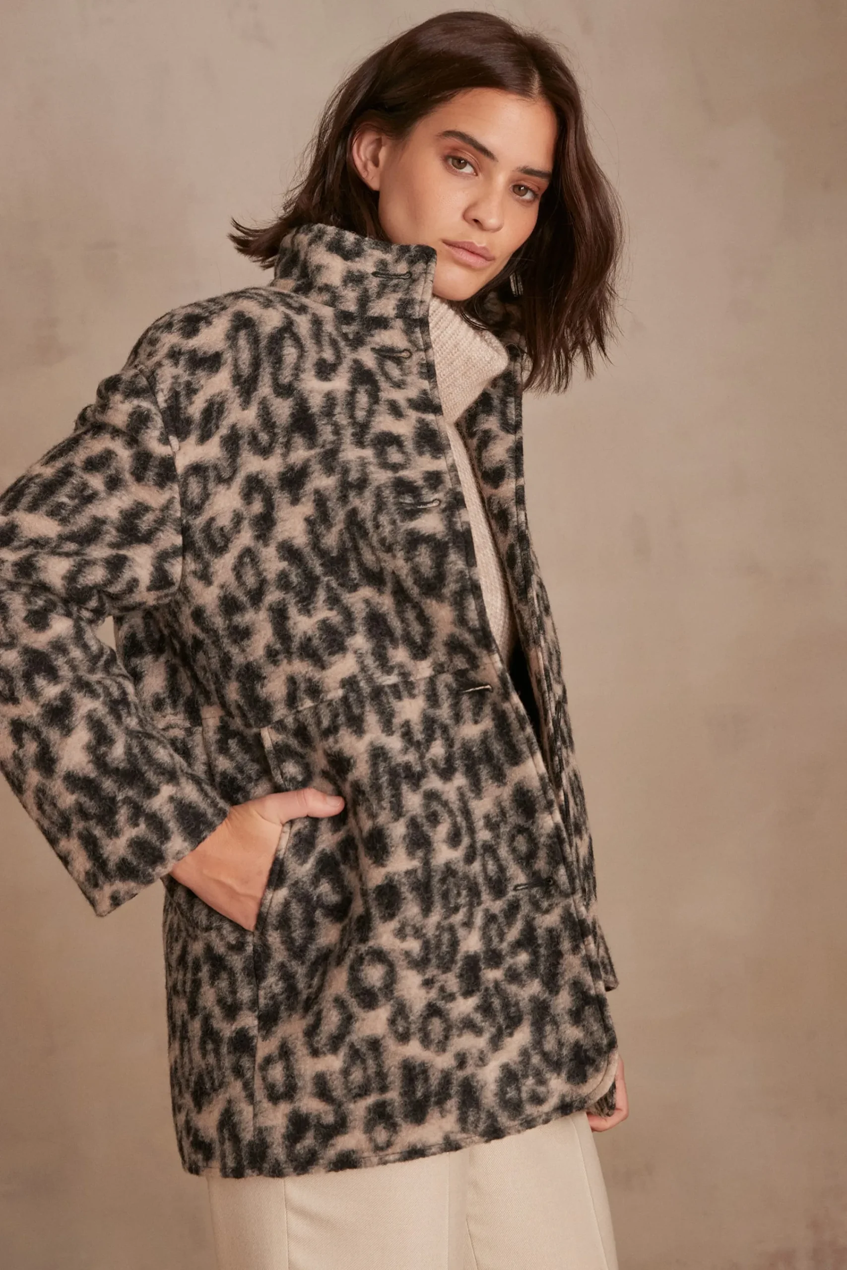 Maison 123 Manteaux Courts|Manteaux En Laine>Manteau en laine LAMIA TAUPE CLAIR