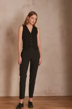 Maison 123 Pantalons De Tailleur|Pantalons Fluides>Pantalon chino LARA Produit labellisé We Care mettant en avant l'utilisation de matières plus responsables et la valorisation de la production locale NOIR