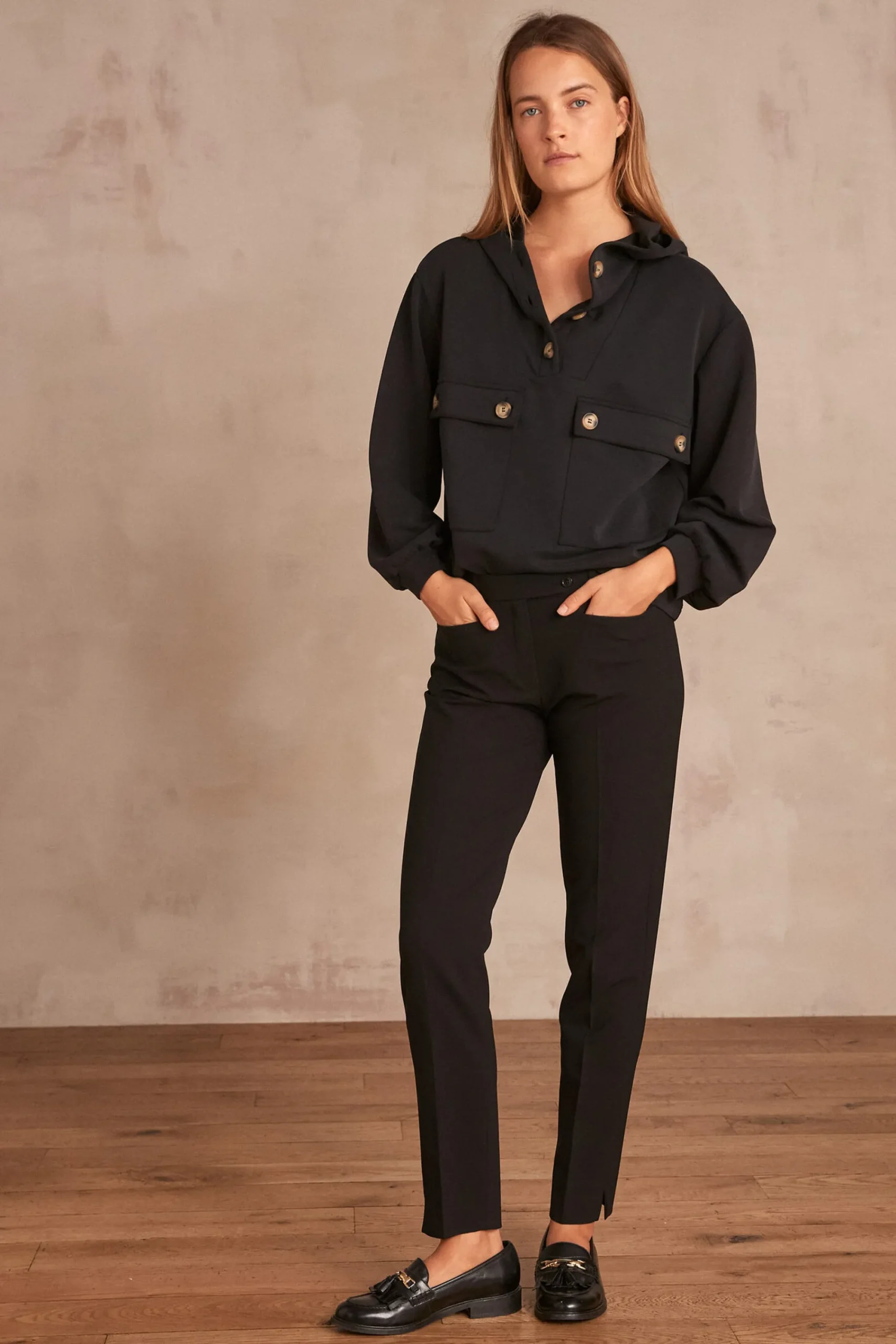Maison 123 Pantalons De Tailleur|Pantalons Noirs>Pantalon cigarette Valero Produit labellisé We Care mettant en avant l'utilisation de matières plus responsables et la valorisation de la production locale NOIR