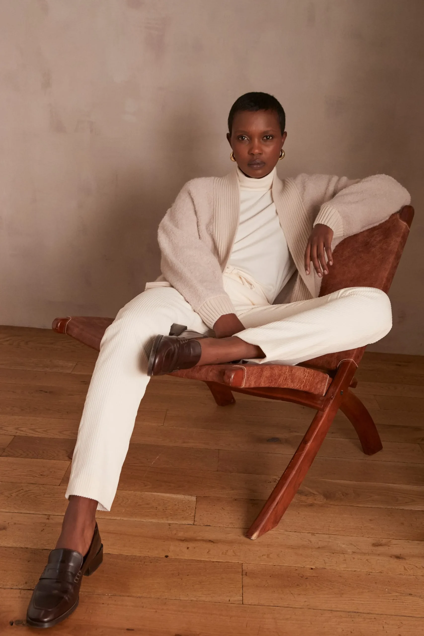 Maison 123 Pantalons En Velours>Pantalon FELIZ CREME