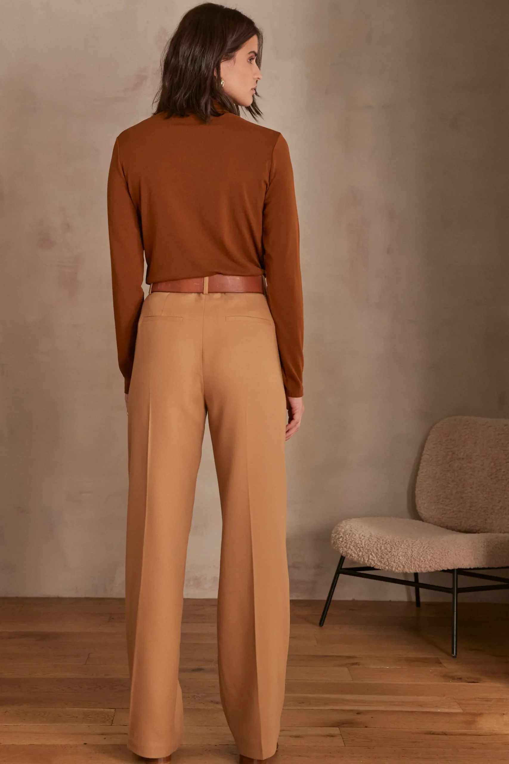 Maison 123 Pantalons Fluides|Pantalons Larges>Pantalon FINLEY CAMEL CLAIR