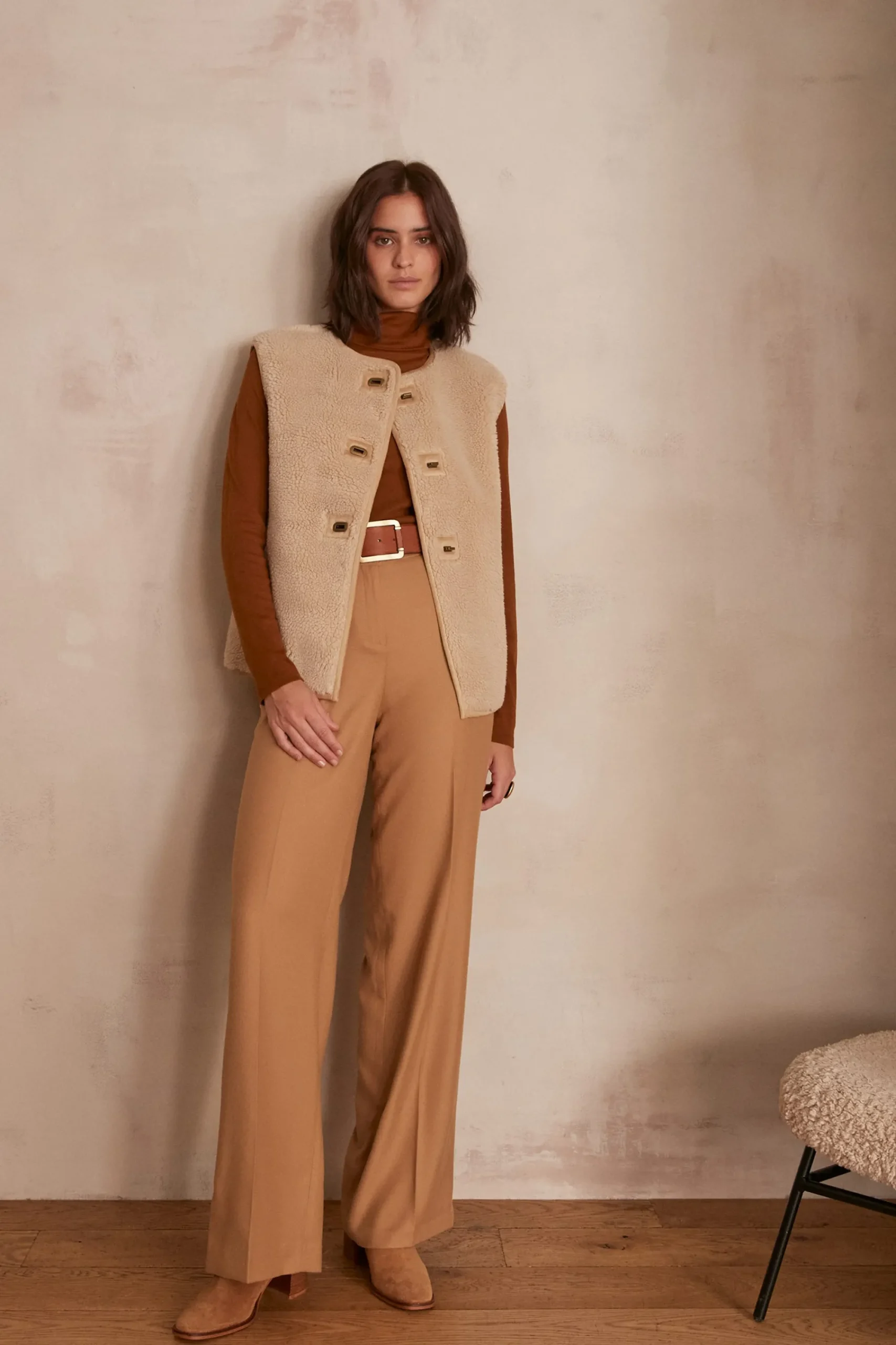 Maison 123 Pantalons Fluides|Pantalons Larges>Pantalon FINLEY CAMEL CLAIR