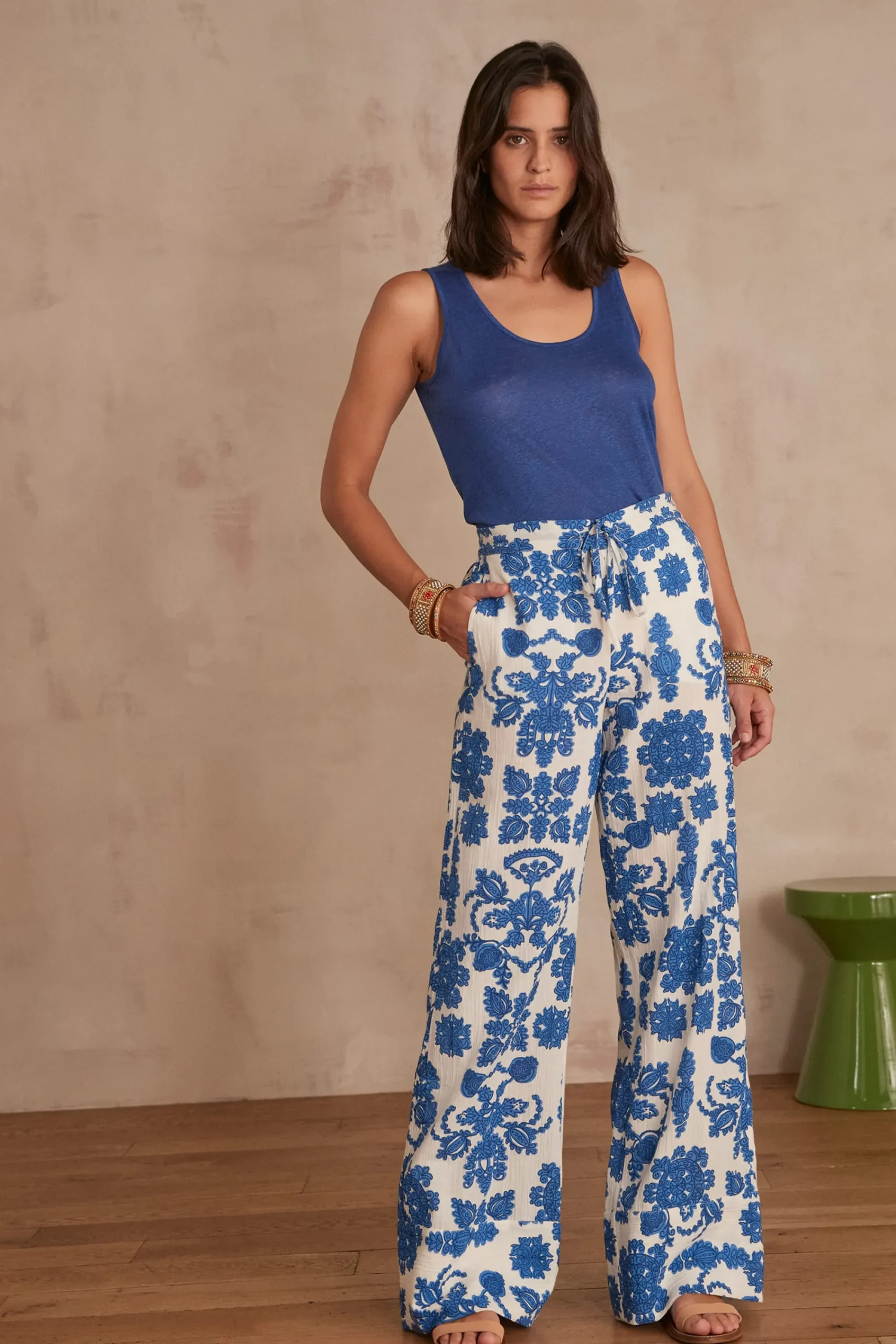 Maison 123 Pantalons Fluides|Pantalons Larges>PANTALON LARGE PRINCE BLEU ROI