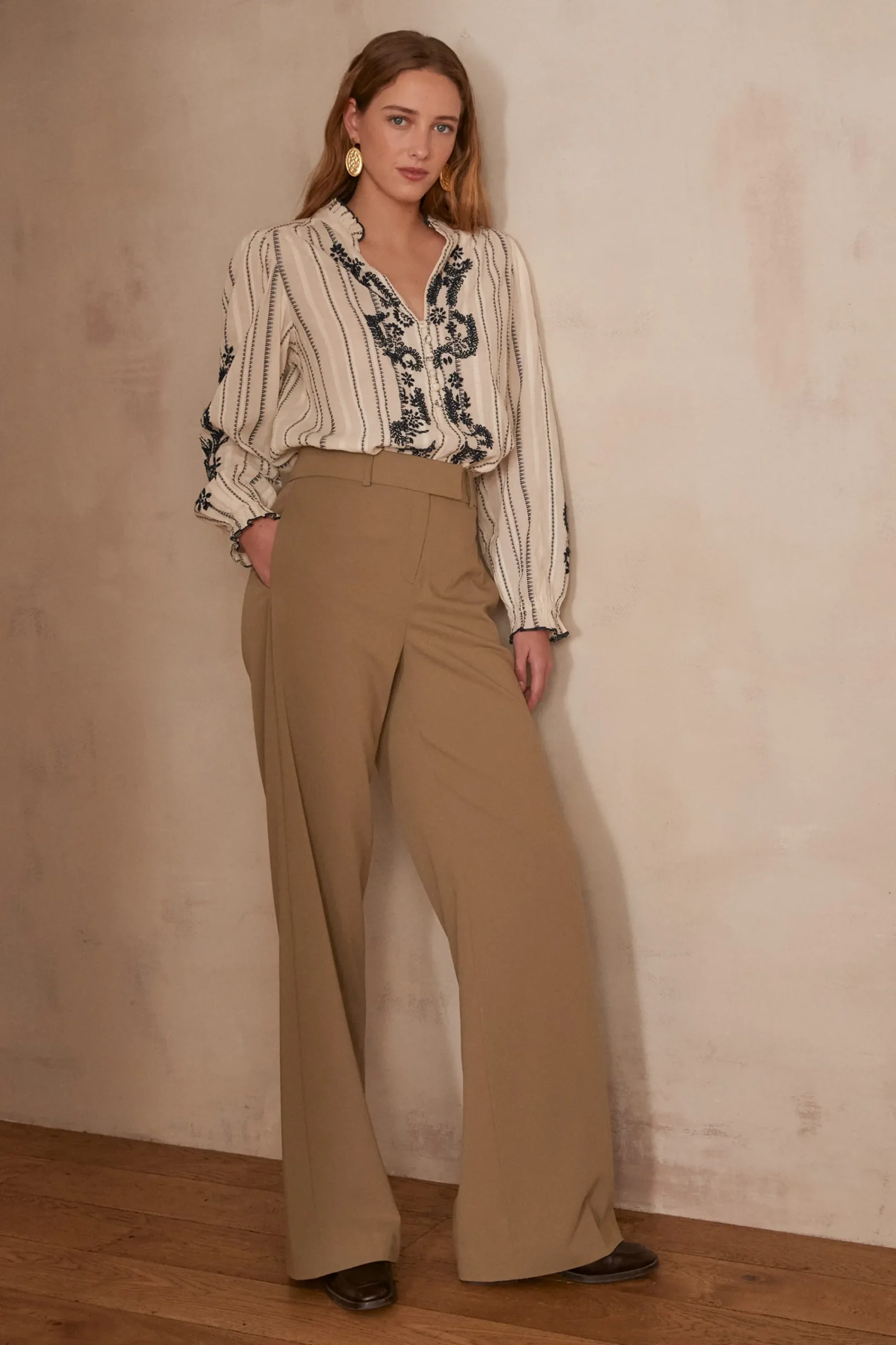 Maison 123 Pantalons De Tailleur|Pantalons Fluides>Pantalon LAYLA FEUILLE