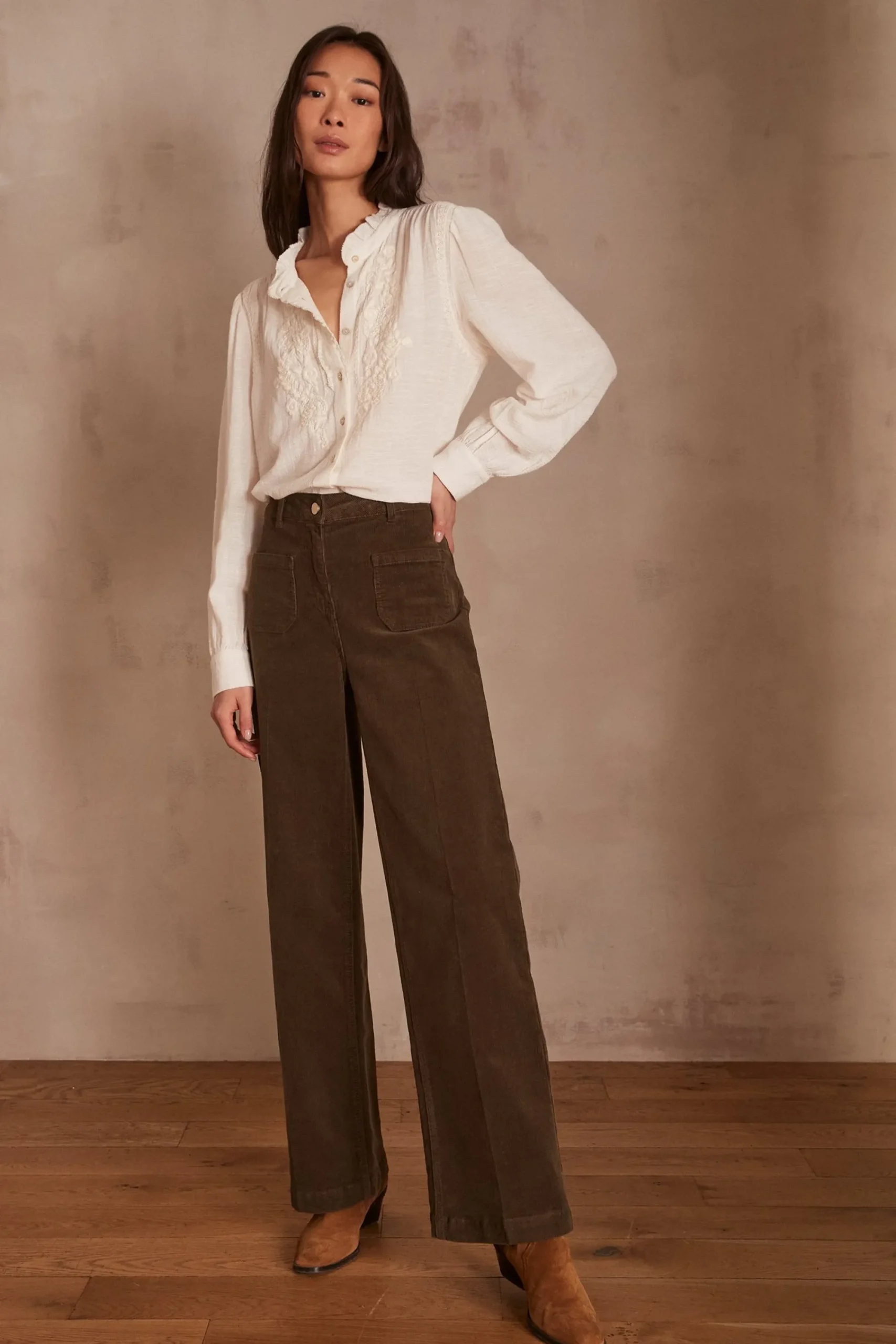 Maison 123 Pantalons En Velours>Pantalon LUNA KAKI