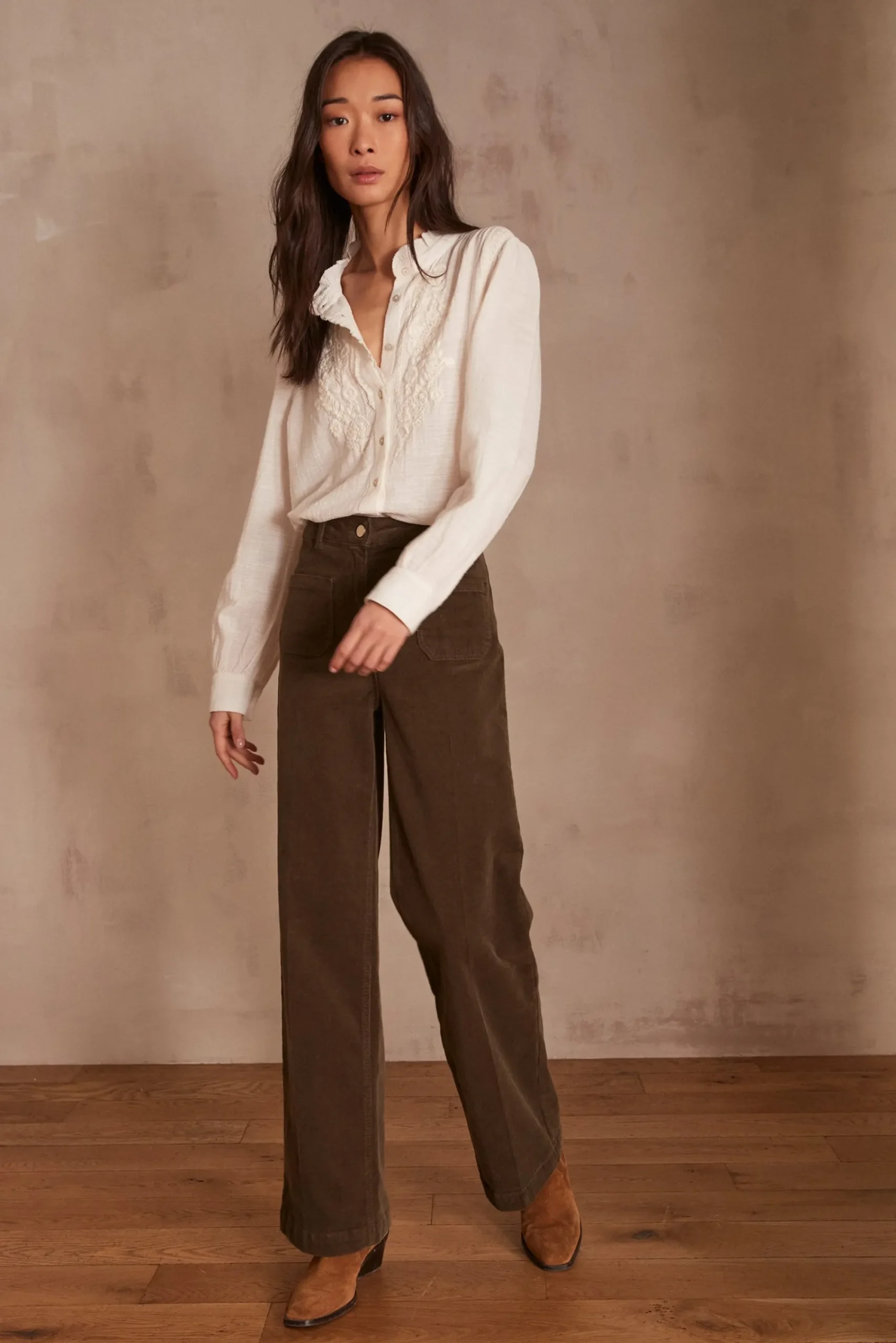 Maison 123 Pantalons En Velours>Pantalon LUNA KAKI