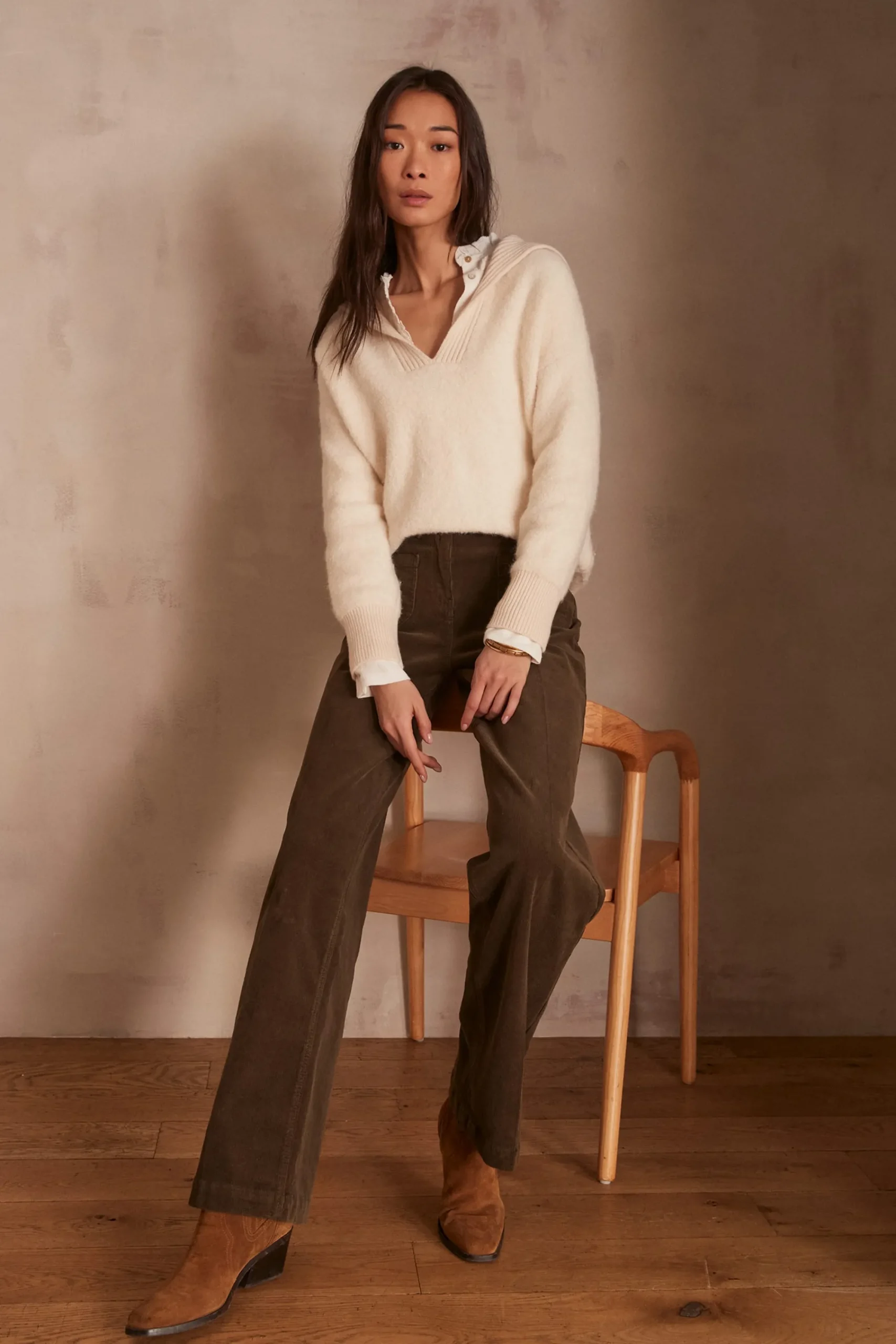 Maison 123 Pantalons En Velours>Pantalon LUNA KAKI