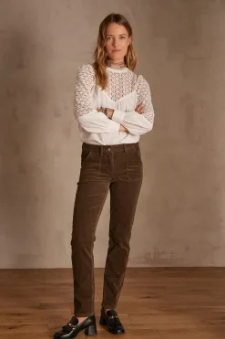 Maison 123 Pantalons En Velours>Pantalon NALLA KAKI