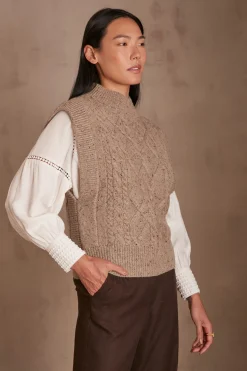 Maison 123 Pulls Sans Manches>Pull sans manches COFFEE TAUPE FONCE