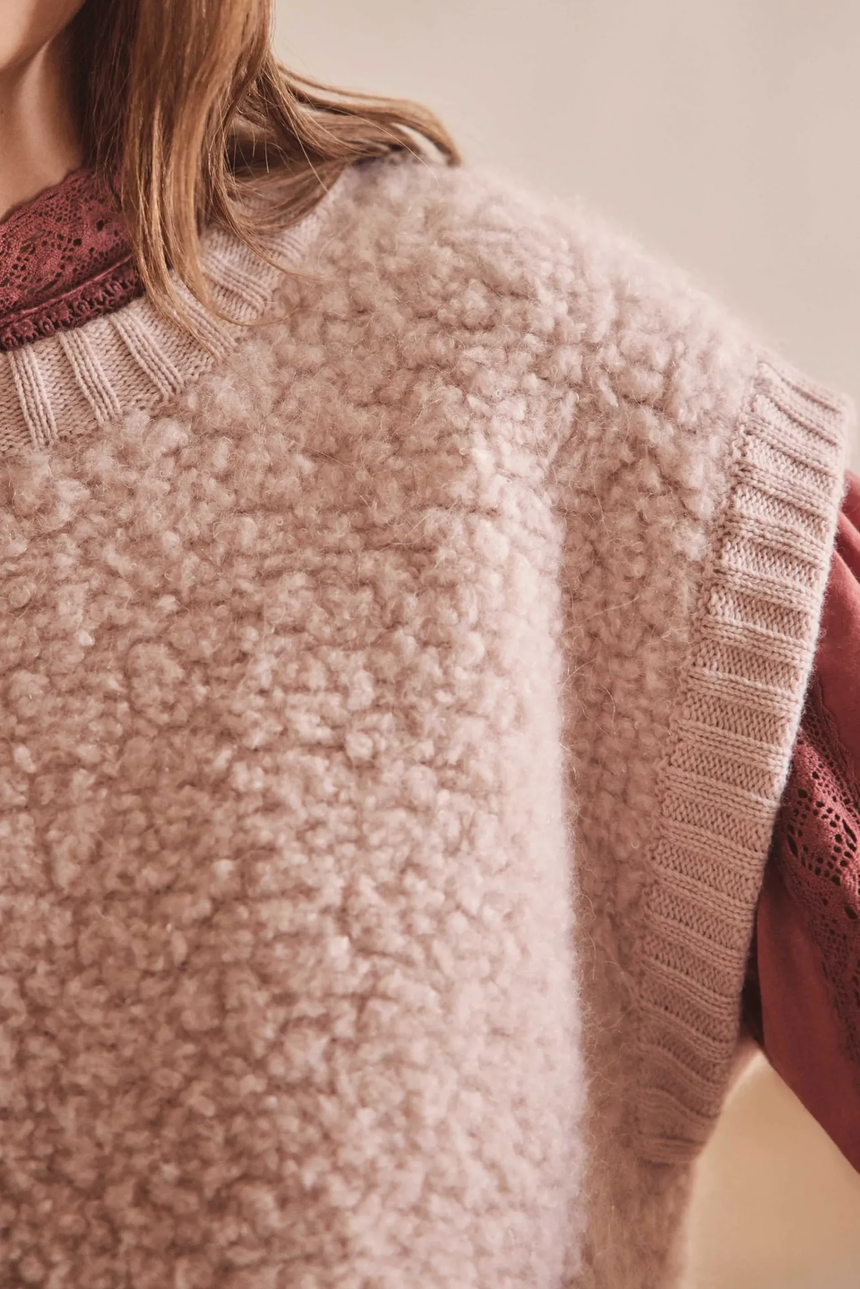 Maison 123 Pulls Col Rond|Pulls Sans Manches>Pull sans manches STELLA MAUVE PALE