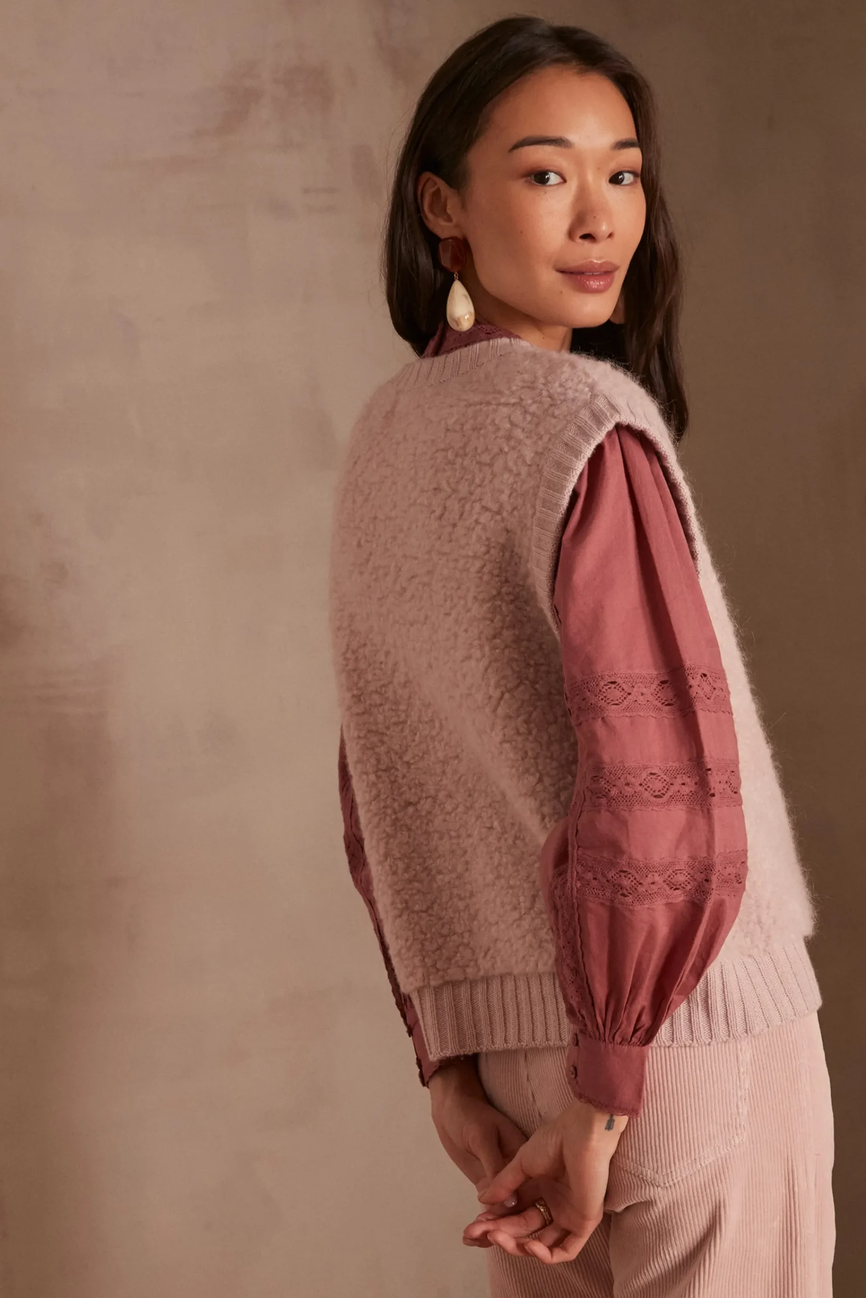 Maison 123 Pulls Col Rond|Pulls Sans Manches>Pull sans manches STELLA MAUVE PALE