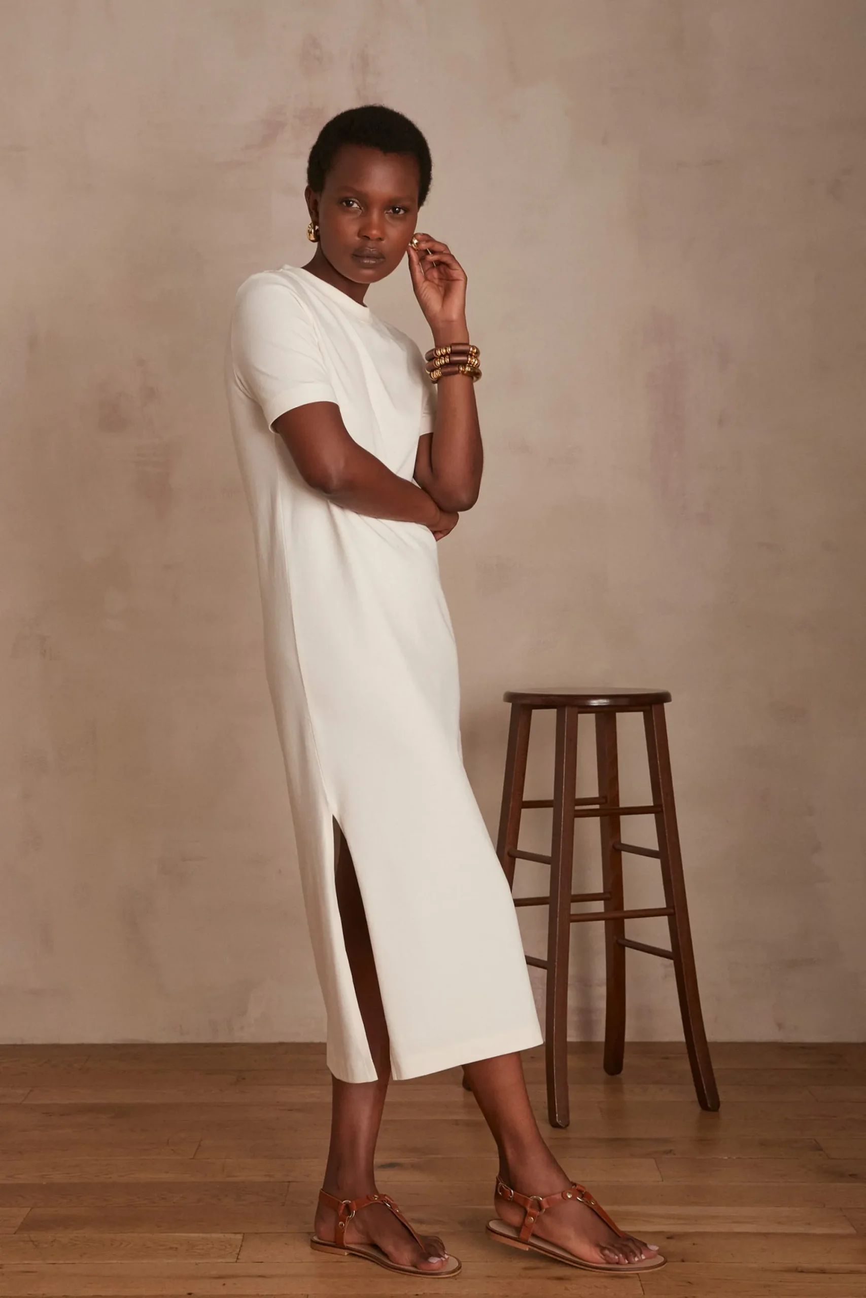 Maison 123 Robes En Maille|Robes Longues>Robe AXEL Produit labellisé We Care mettant en avant l'utilisation de matières plus responsables et la valorisation de la production locale CREME