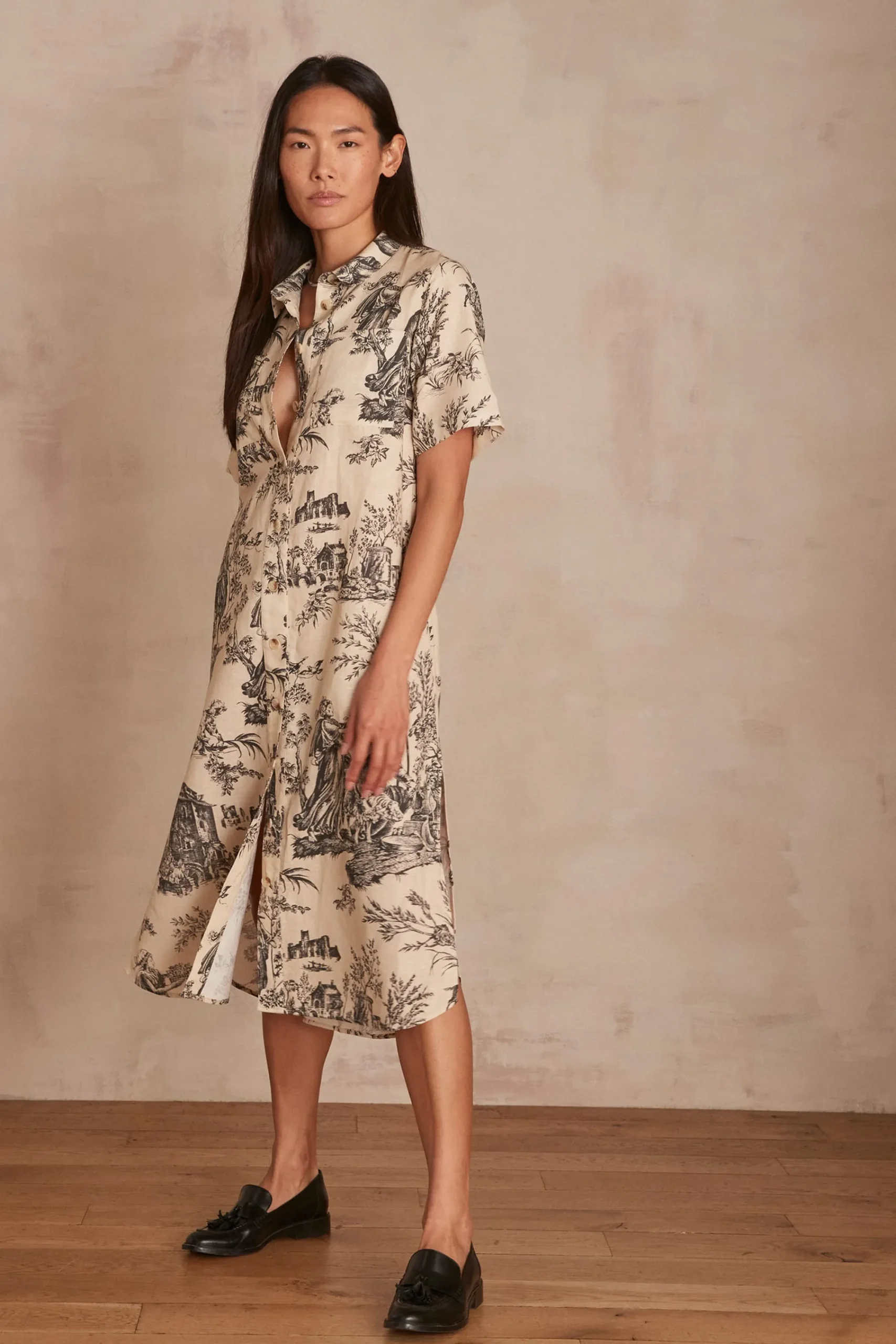 Maison 123 Robes Longues|Robes Imprimées>Robe chemise Maxine CREME