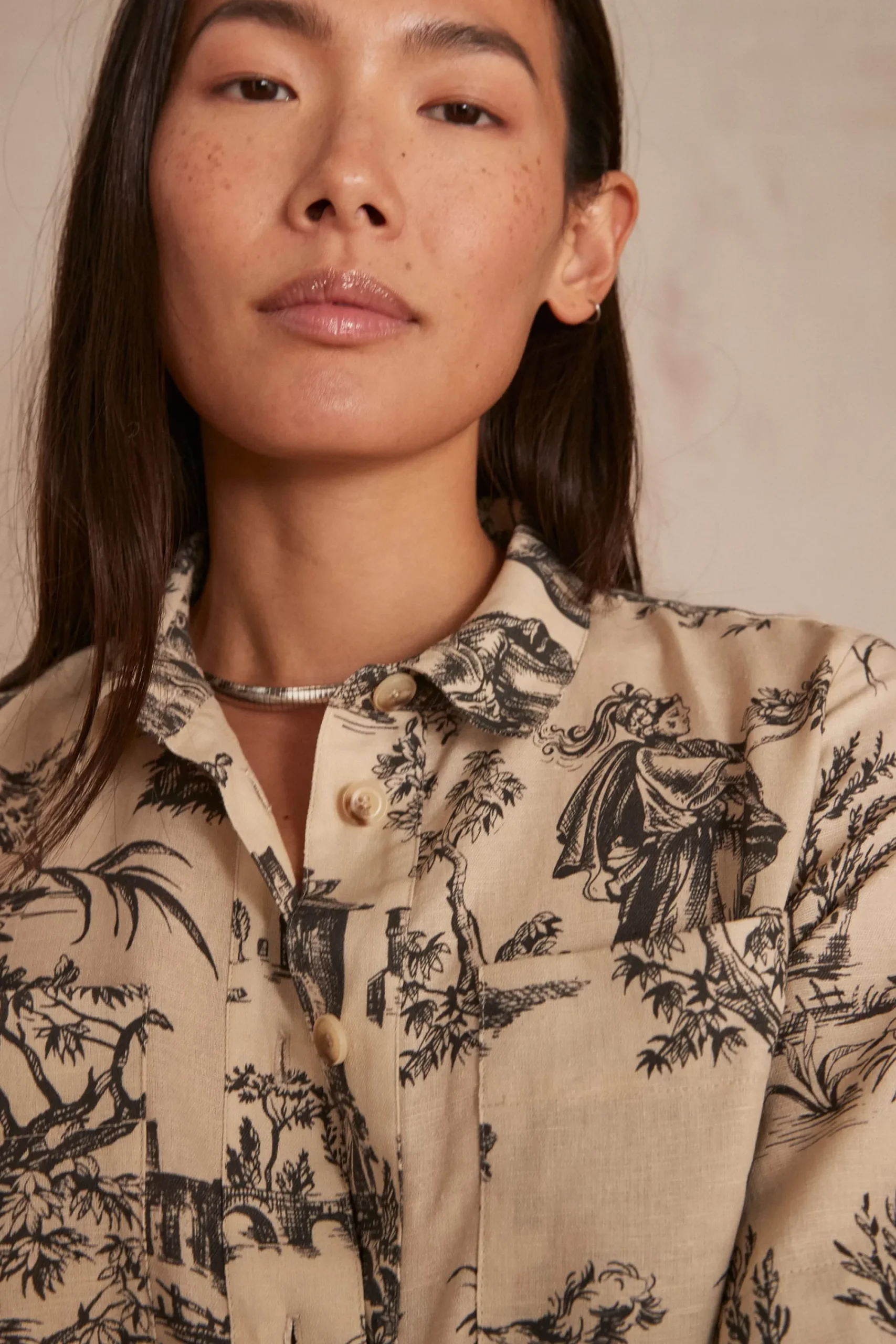 Maison 123 Robes Longues|Robes Imprimées>Robe chemise Maxine CREME