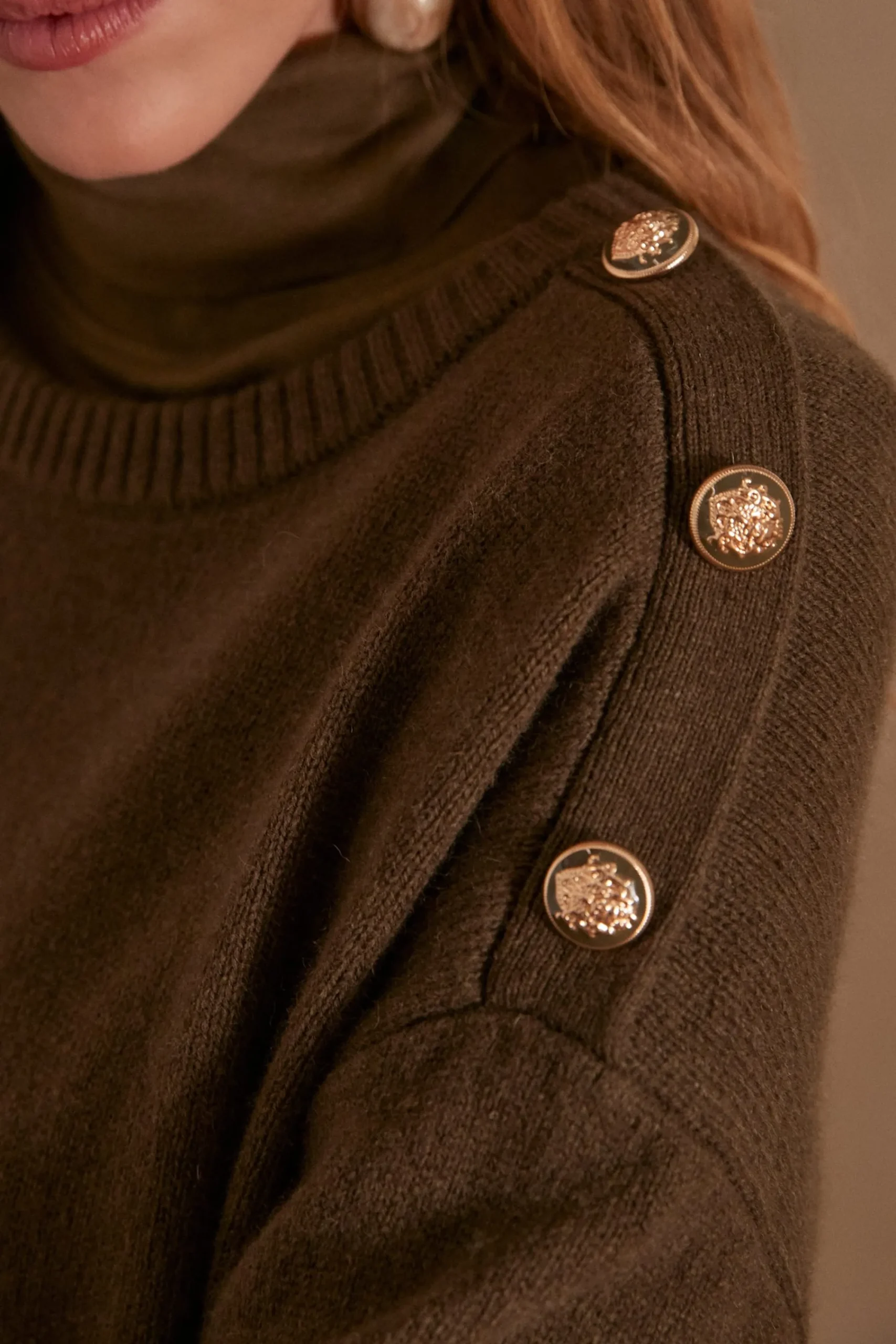 Maison 123 Robes En Maille|Robes Colorées>Robe en laine LINA KAKI