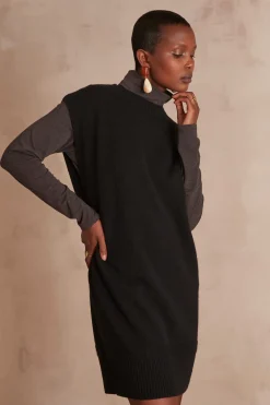 Maison 123 Robes En Maille|Robes Noires>Robe en laine MARION NOIR