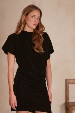 Maison 123 Robes Courtes|Robes Noires>Robe en velours MIRAGE NOIR