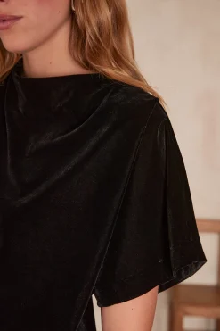 Maison 123 Robes Courtes|Robes Noires>Robe en velours MIRAGE NOIR