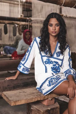 Maison 123 Robes Courtes|Robes Imprimées>ROBE MARGUERITE BLEU ROI