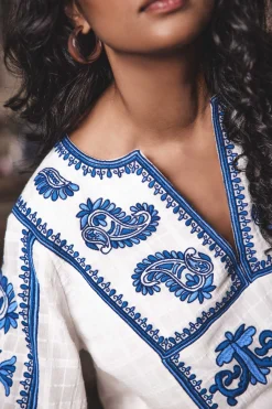 Maison 123 Robes Courtes|Robes Imprimées>ROBE MARGUERITE BLEU ROI