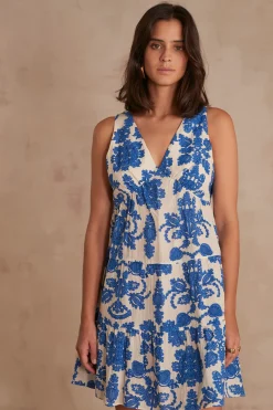 Maison 123 Robes Courtes|Robes Imprimées>ROBE MIRA BLEU ROI