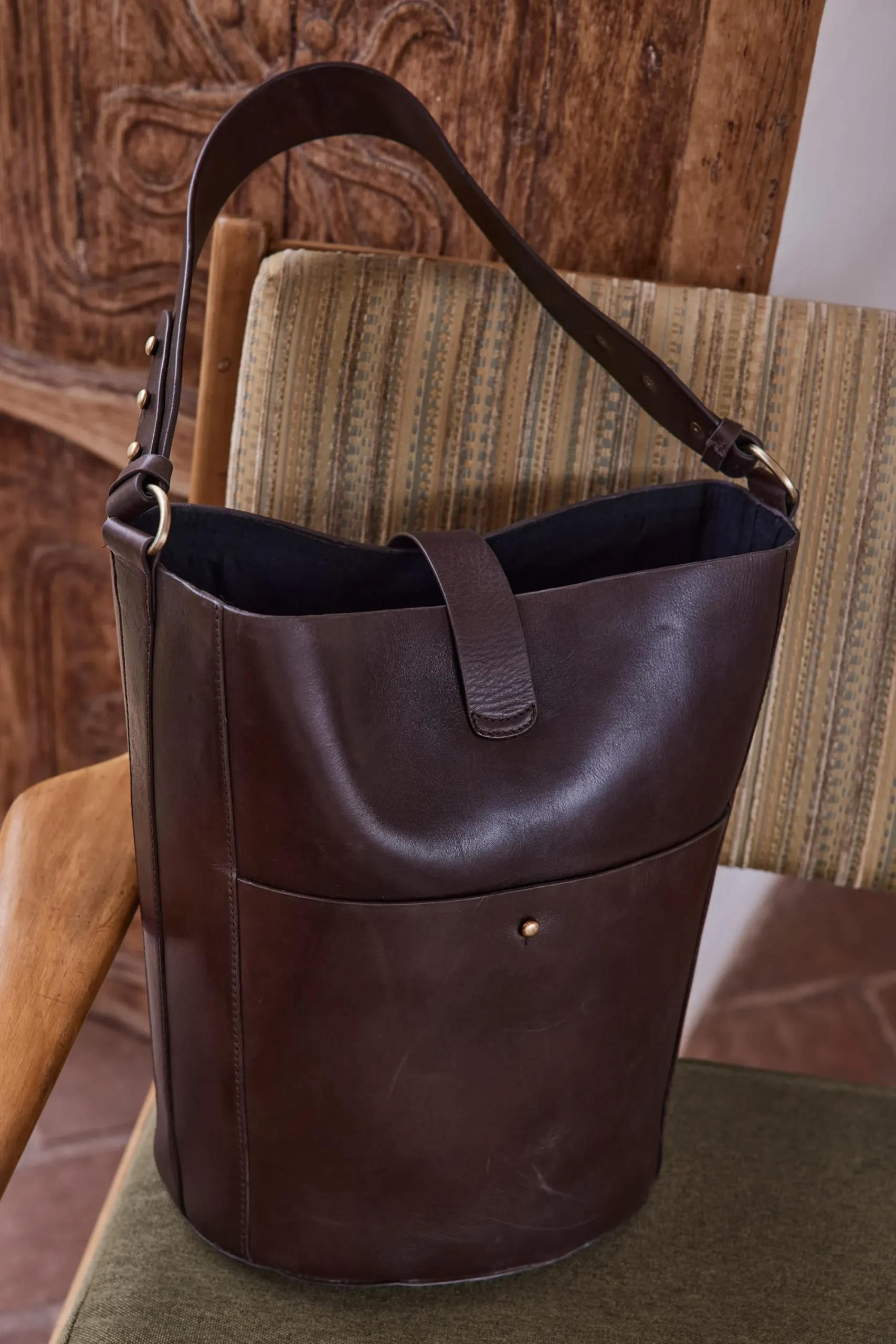 Maison 123 Les Sacs>Sac GABRIEL SEAU XL MARRON FONCE