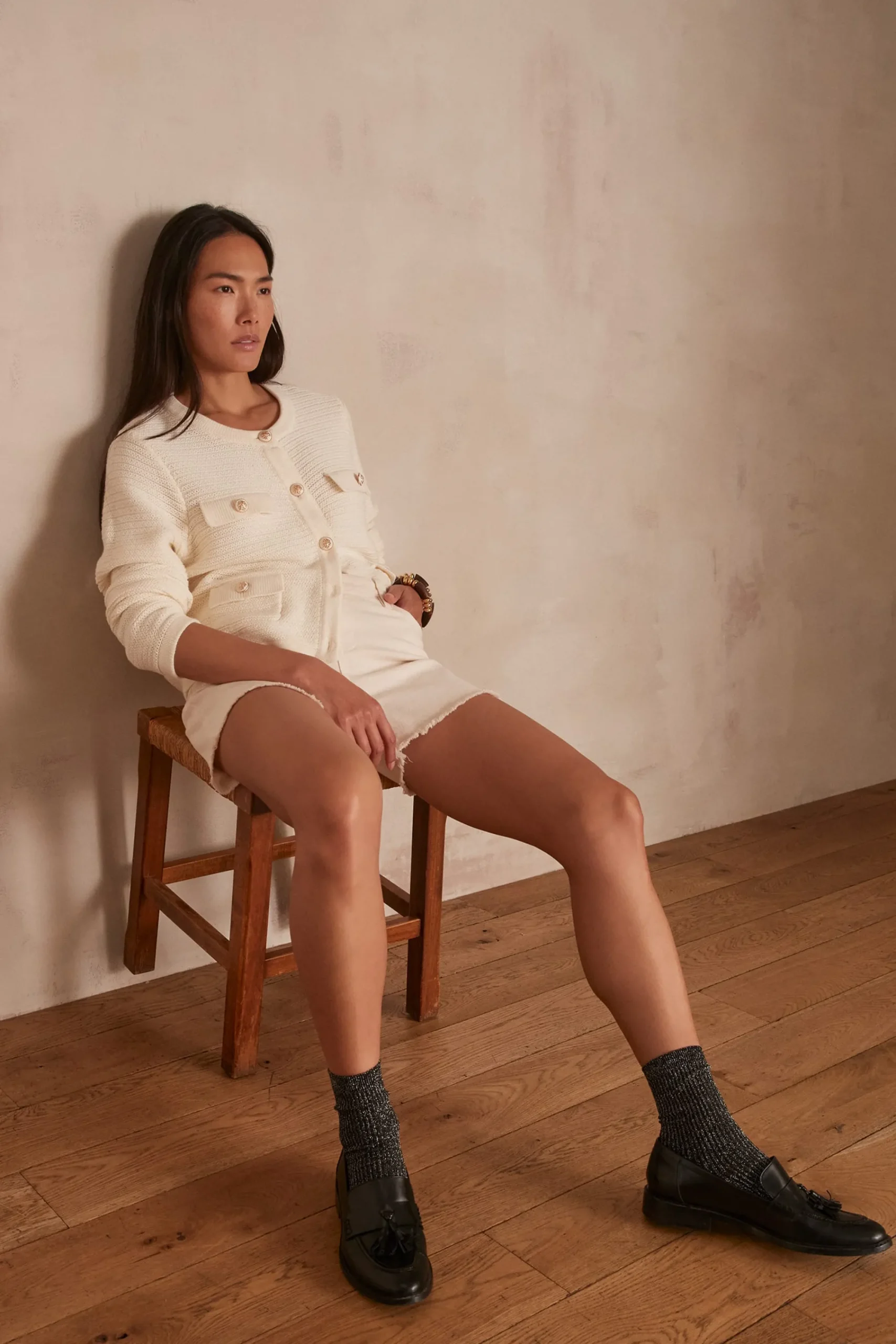 Maison 123 Jeans Blancs>Short STEFFIE CREME