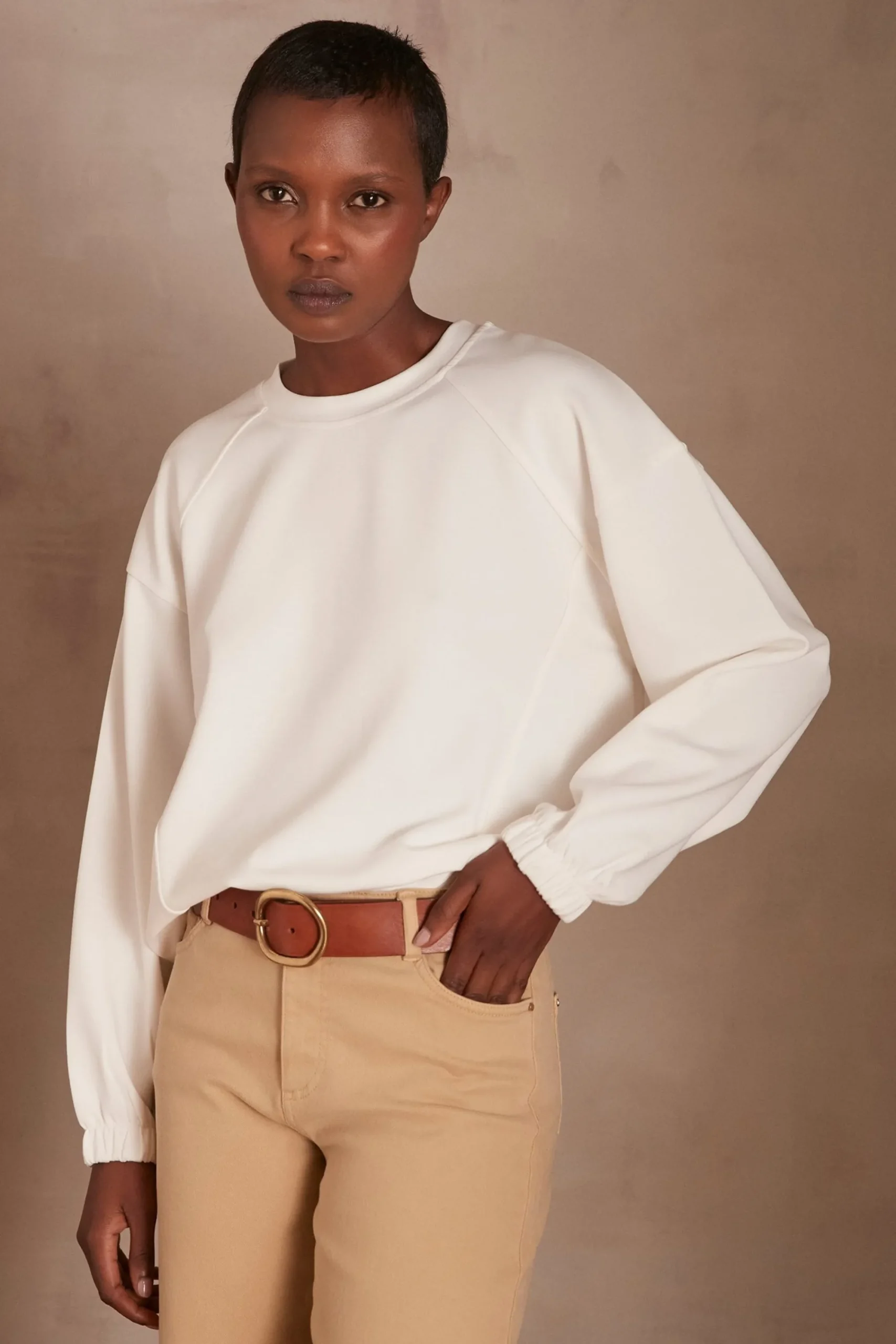Maison 123 Voir Tout|T-Shirts Col Rond>Sweatshirt THELMA CREME