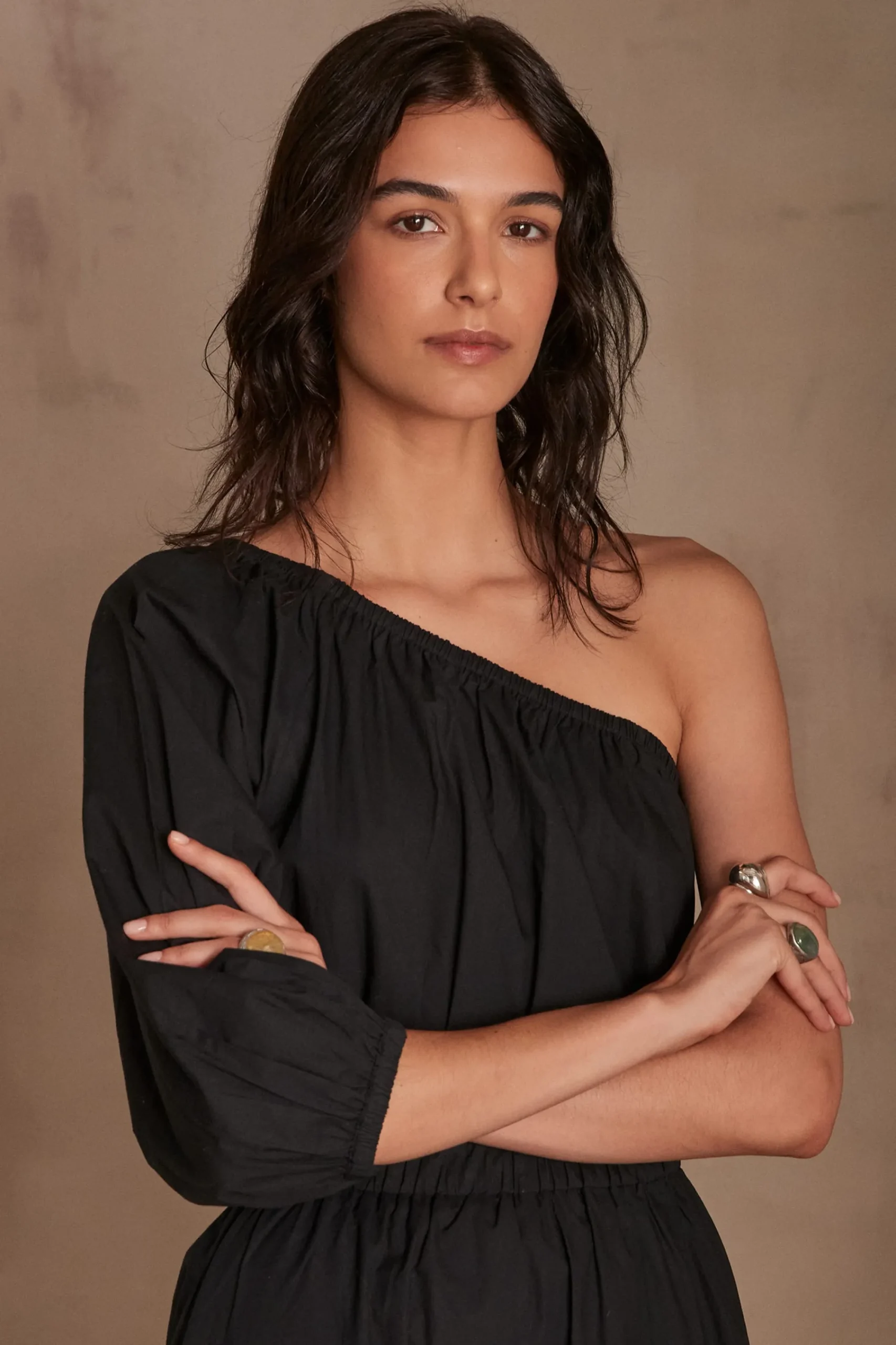 Maison 123 Blouses Et Chemises En Coton|Blouses Et Chemises Noires>Top CHOULDER asymétrique NOIR