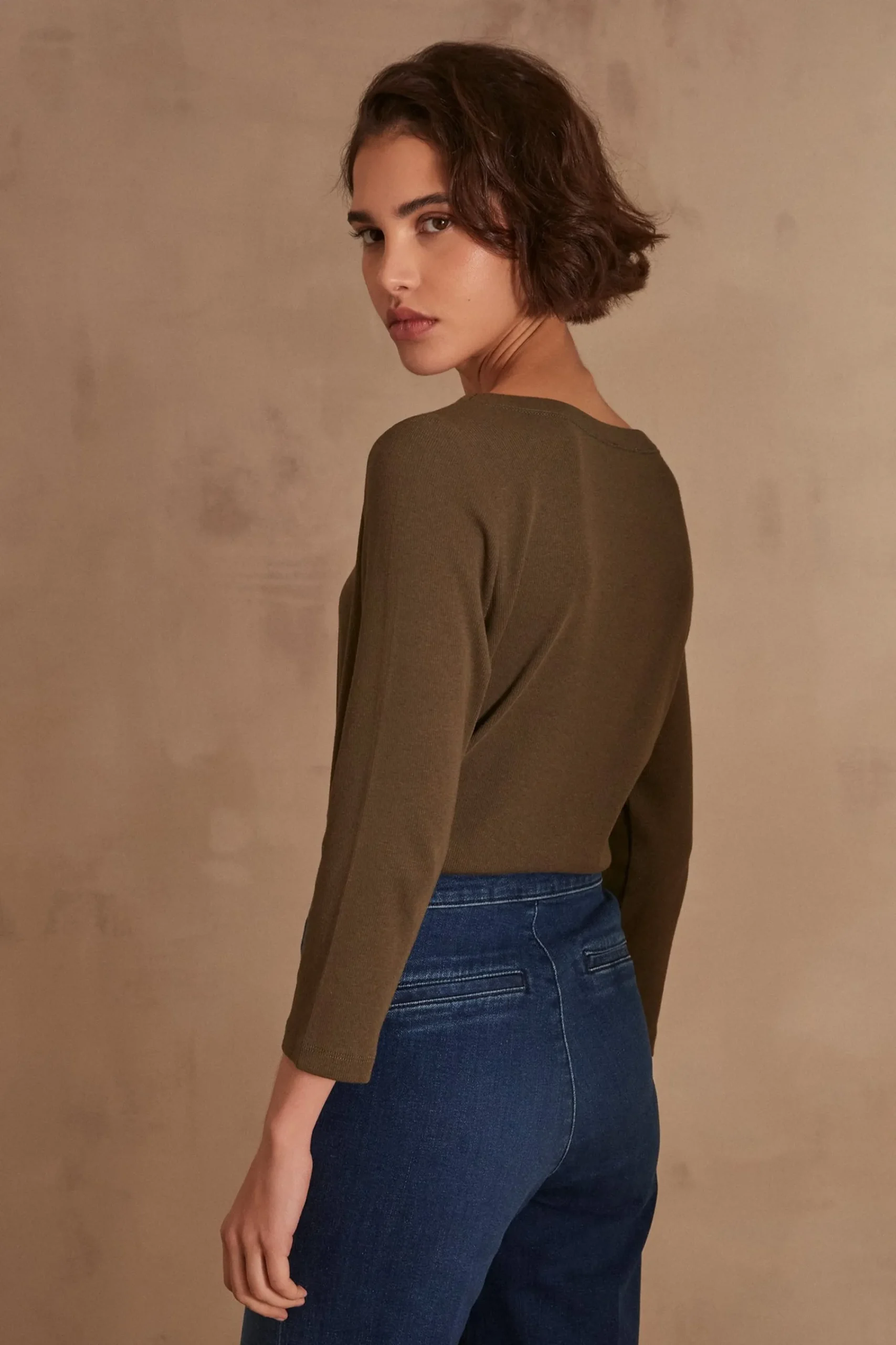 Maison 123 T-Shirts Col Rond|T-Shirts À Manches Longues>T-shirt ANDREA KAKI