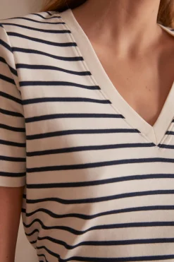 Maison 123 T-Shirts Col V|T-Shirts À Manches Courtes>T-shirt ANNA CREME