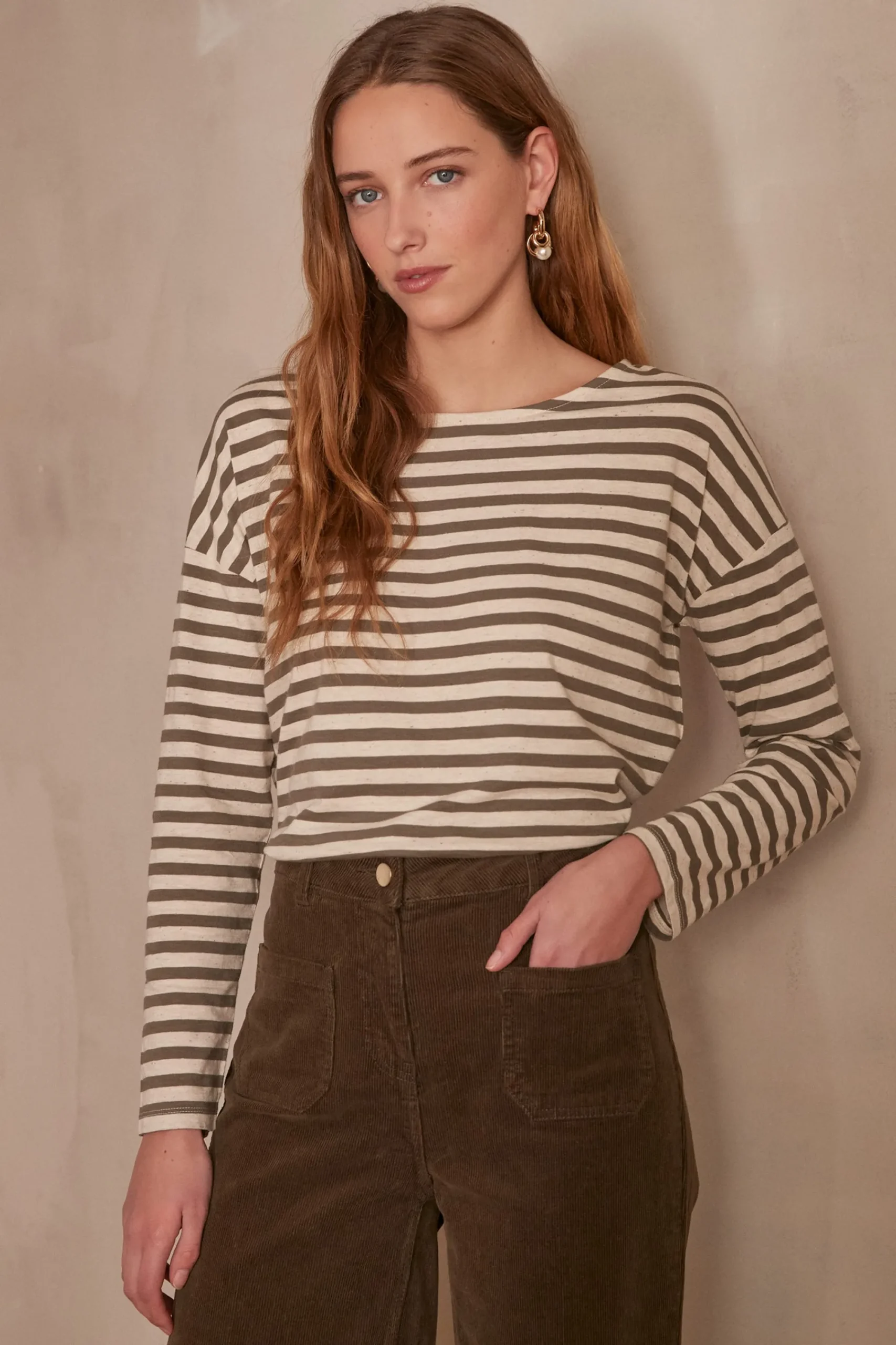 Maison 123 T-Shirts Col Rond|T-Shirts À Manches Longues>T-shirt DAISY KAKI